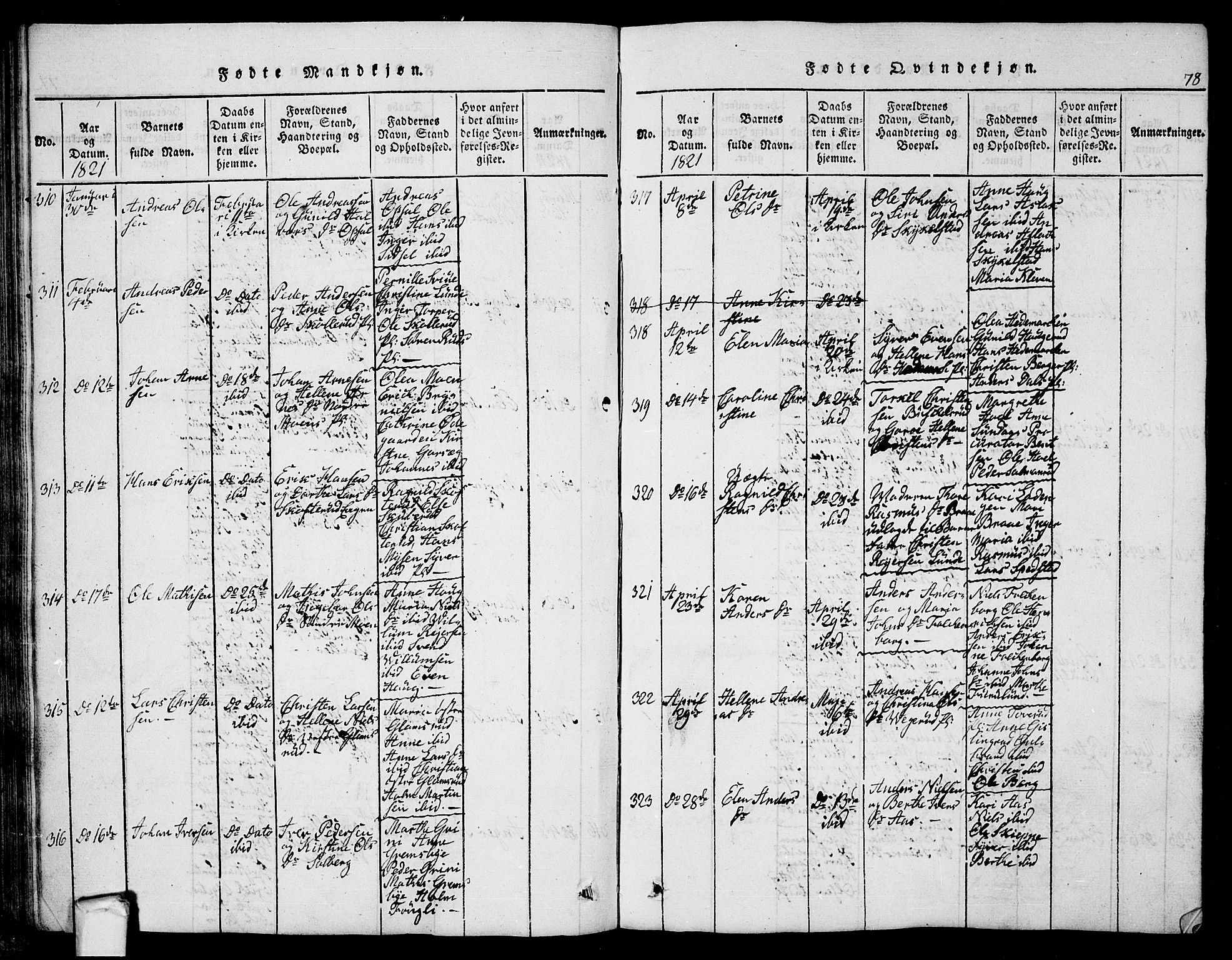 Eidsberg prestekontor Kirkebøker, AV/SAO-A-10905/G/Ga/L0001: Klokkerbok nr. I 1, 1814-1831, s. 78