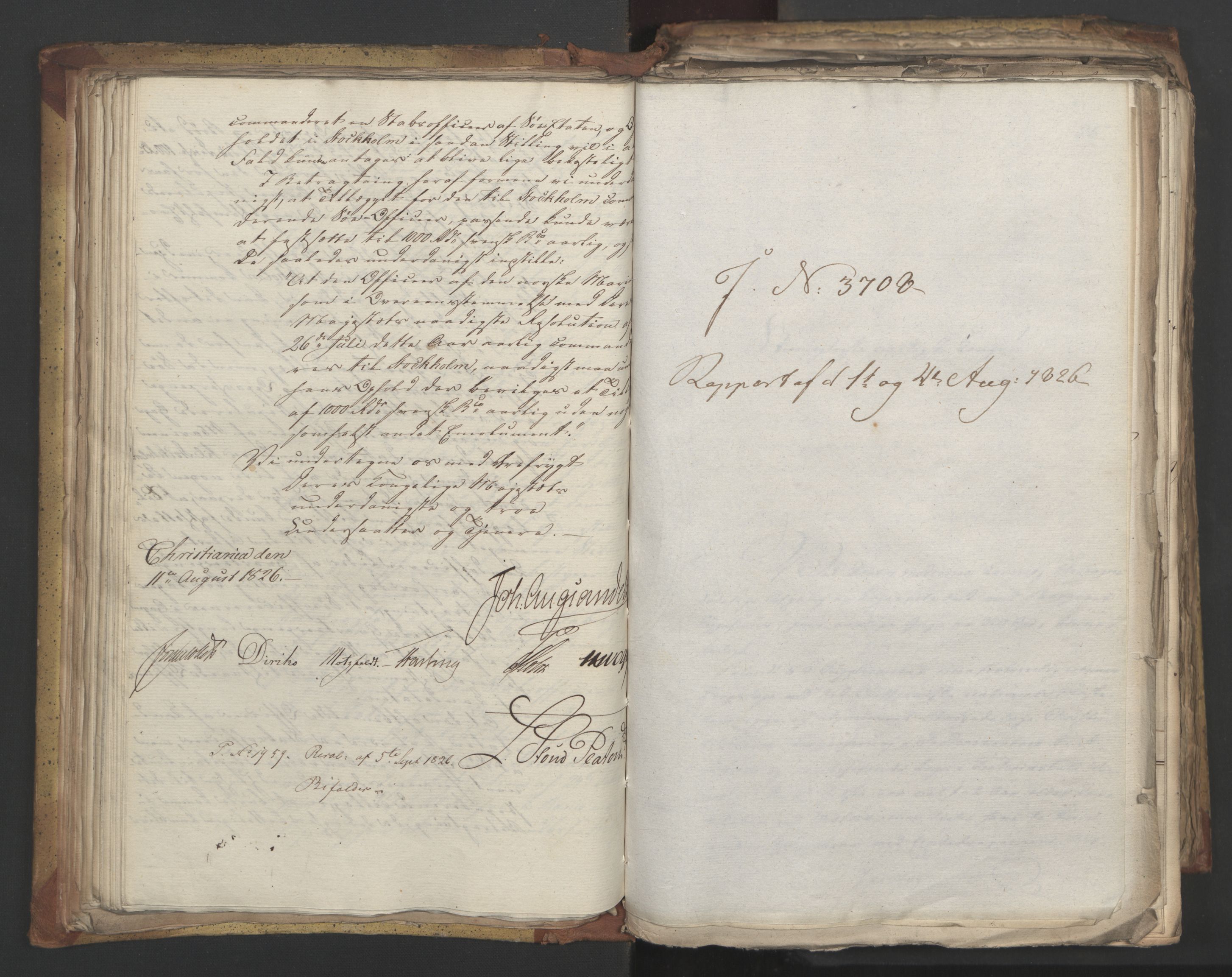 Statsrådsavdelingen i Stockholm, AV/RA-S-1003/D/Da/L0048: Regjeringsinnstillinger nr. 3600-3859, 1826, s. 127