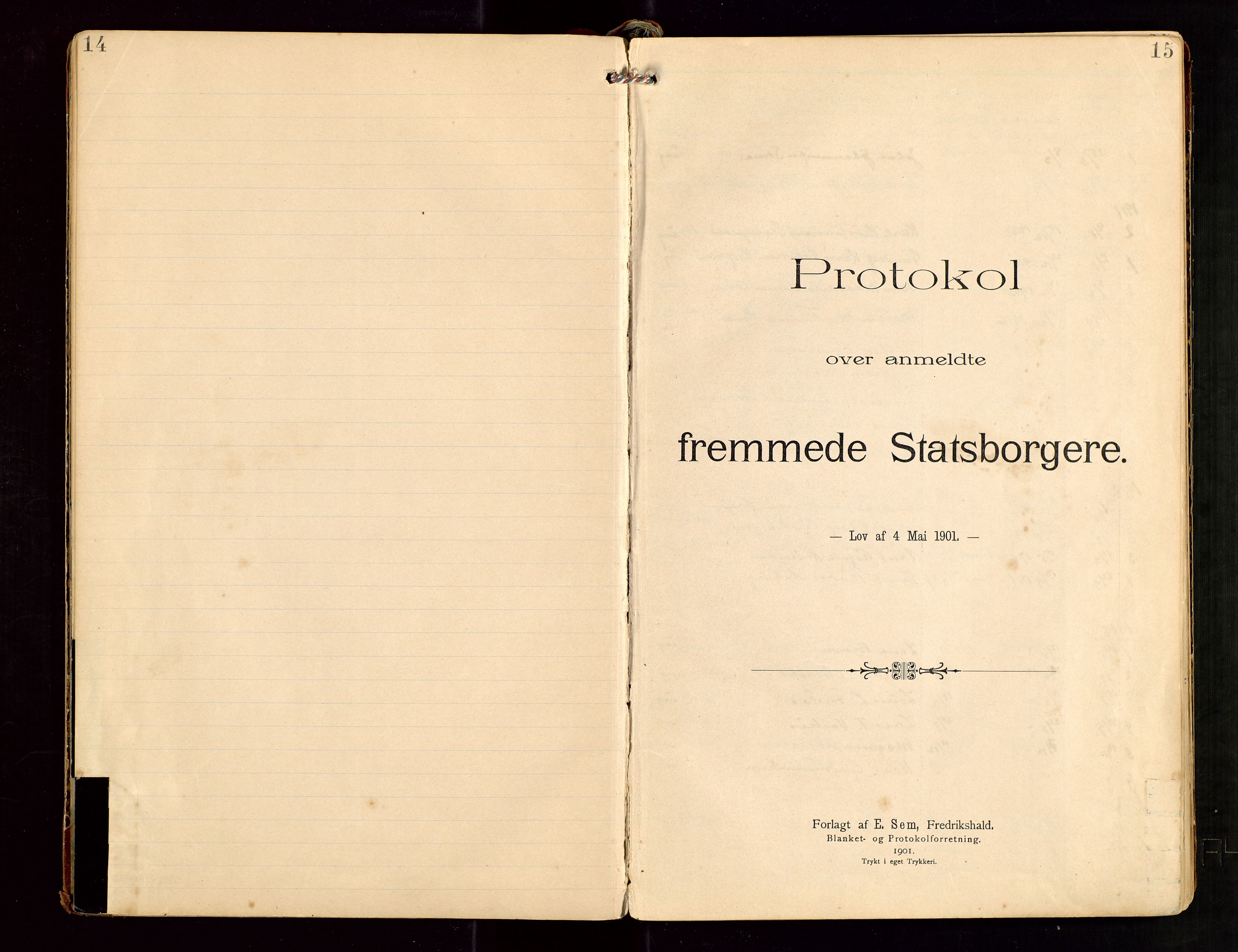 Klepp lensmannskontor, SAST/A-100163/Fe/L0001: "Protokol over anmeldte fremmede Statsborgere", 1917-1958, s. 14-15