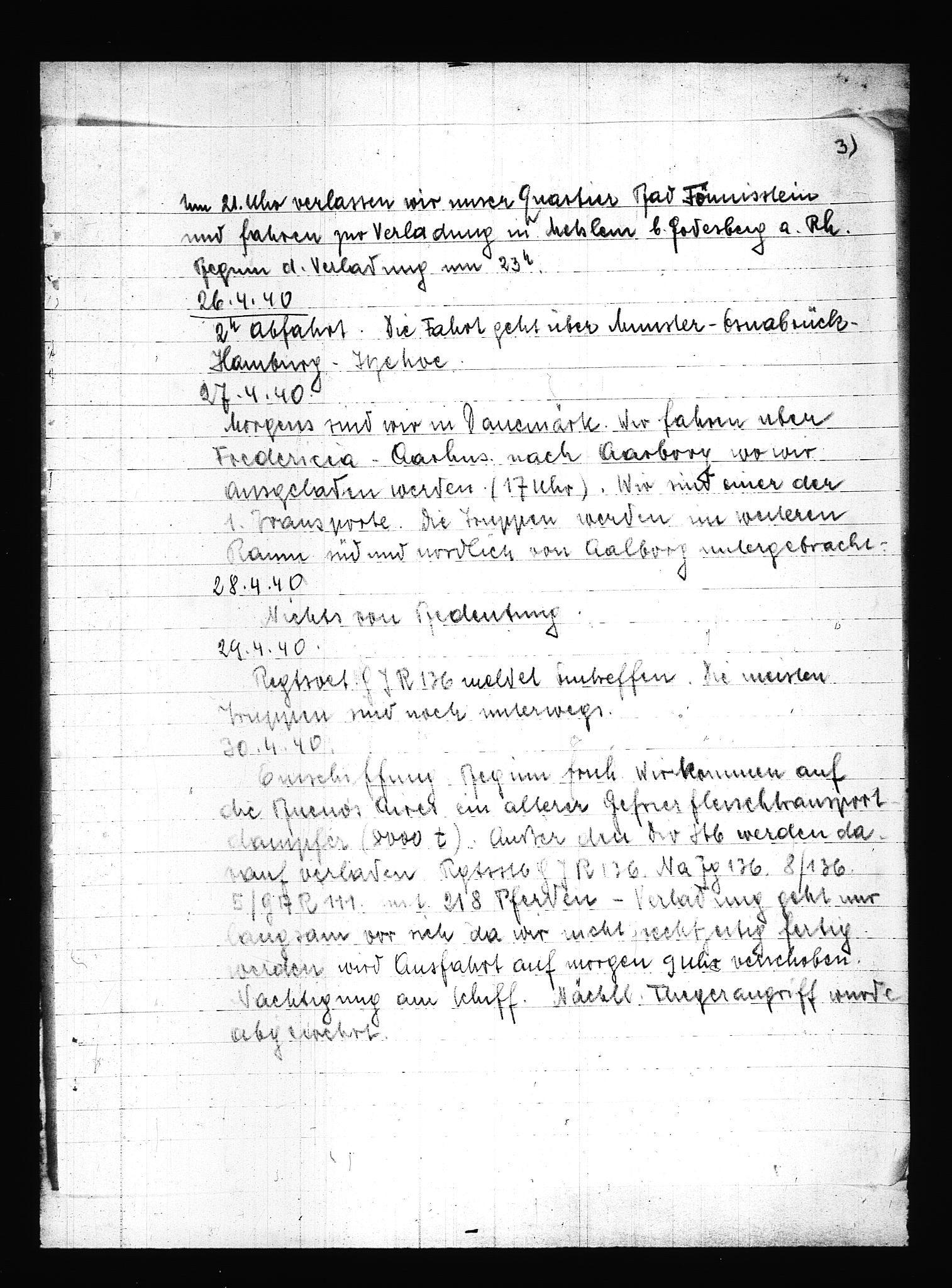 Documents Section, AV/RA-RAFA-2200/V/L0086: Amerikansk mikrofilm "Captured German Documents".
Box No. 725.  FKA jnr. 601/1954., 1940, s. 4