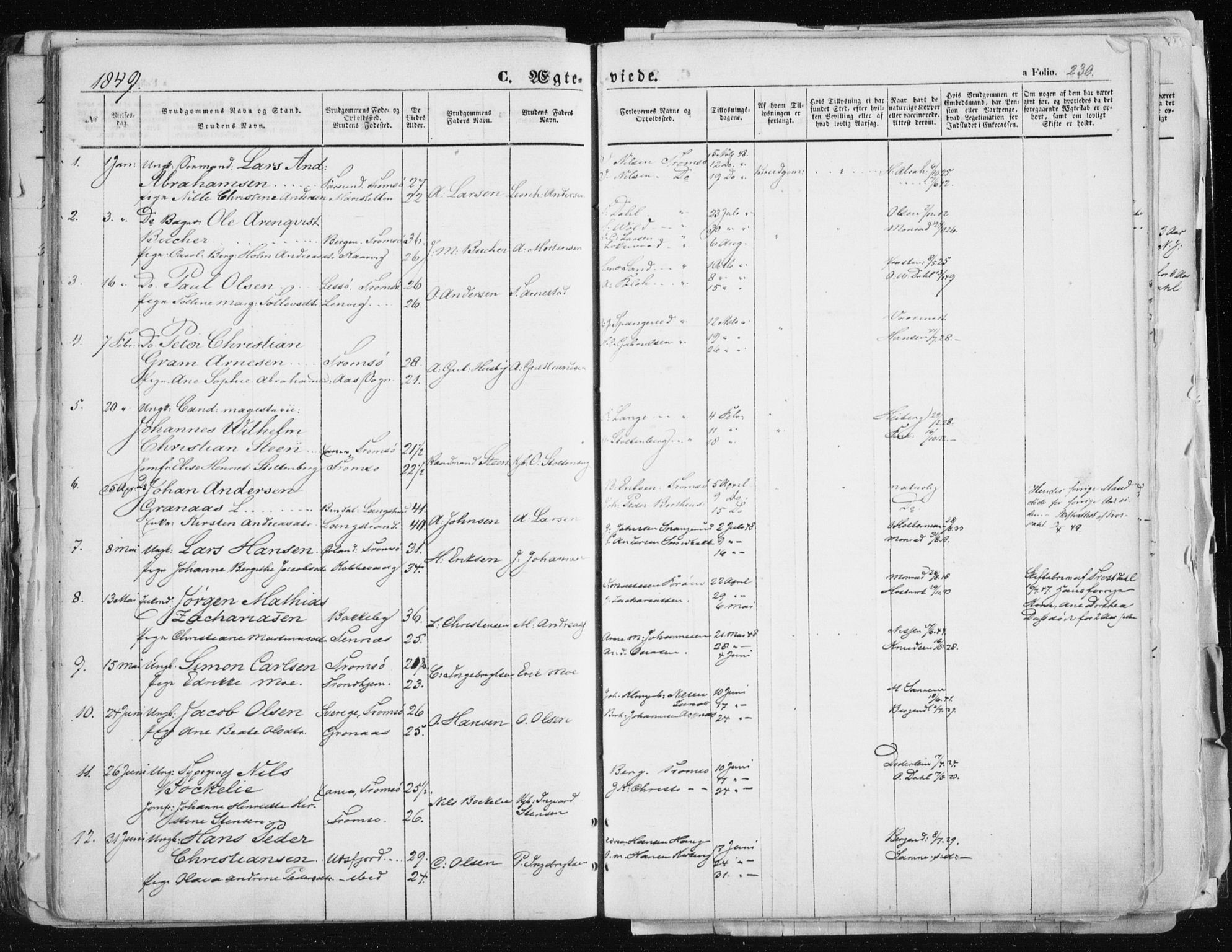 Tromsø sokneprestkontor/stiftsprosti/domprosti, AV/SATØ-S-1343/G/Ga/L0010kirke: Ministerialbok nr. 10, 1848-1855, s. 230