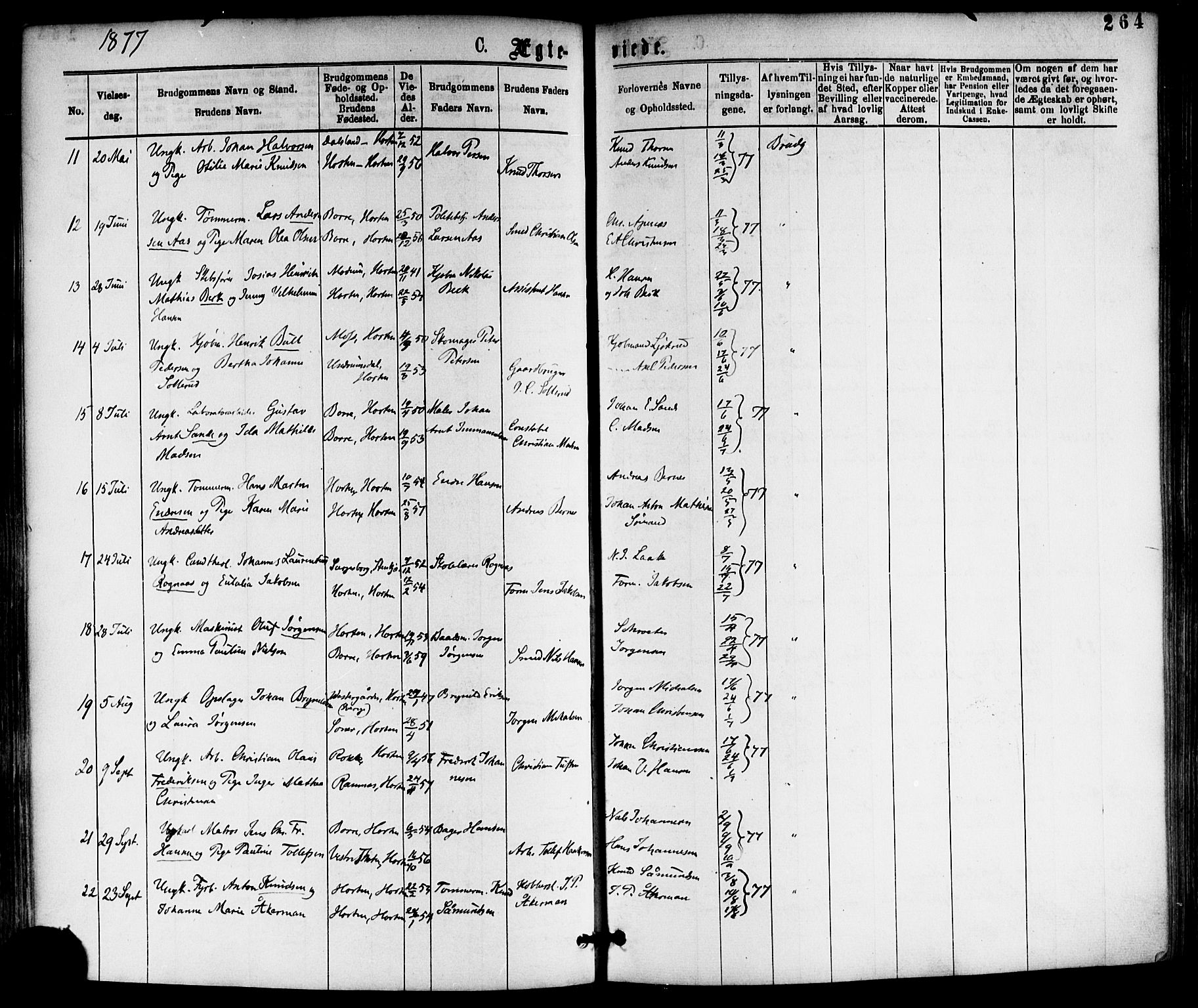 Horten kirkebøker, AV/SAKO-A-348/F/Fa/L0002: Ministerialbok nr. 2, 1872-1877, s. 264