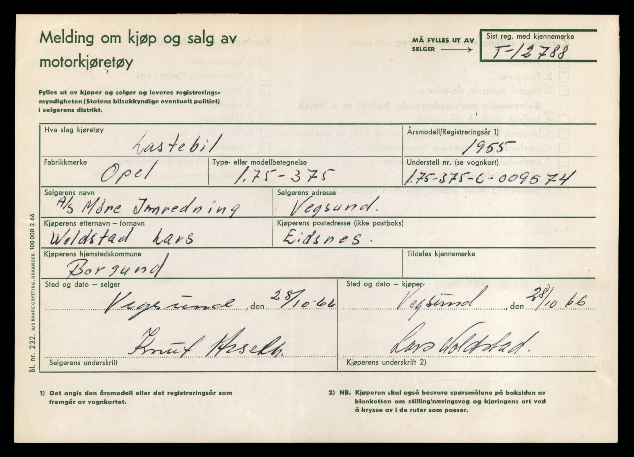 Møre og Romsdal vegkontor - Ålesund trafikkstasjon, AV/SAT-A-4099/F/Fe/L0035: Registreringskort for kjøretøy T 12653 - T 12829, 1927-1998, s. 2300