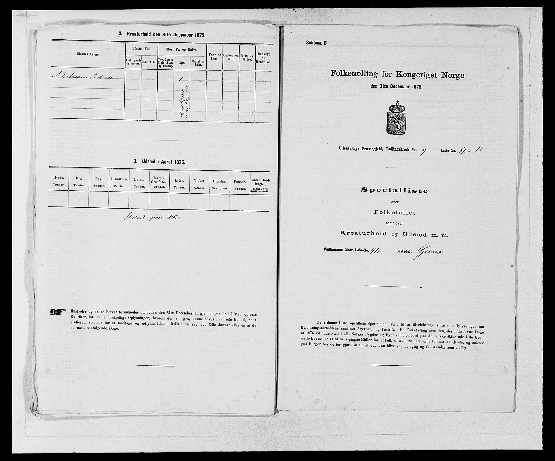 SAB, Folketelling 1875 for 1230P Ullensvang prestegjeld, 1875, s. 969