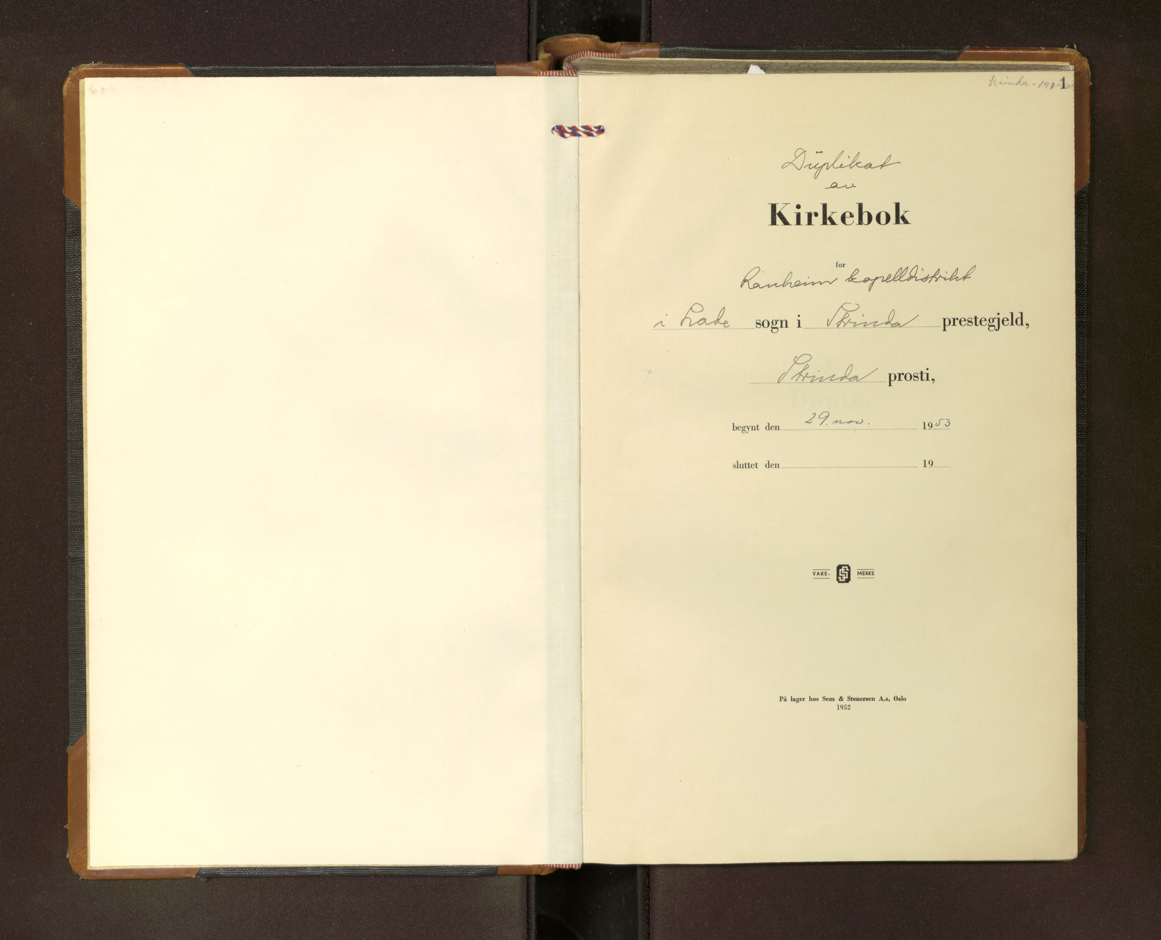 Ministerialprotokoller, klokkerbøker og fødselsregistre - Sør-Trøndelag, AV/SAT-A-1456/615/L0403: Klokkerbok nr. 615---, 1953-1961, s. 1