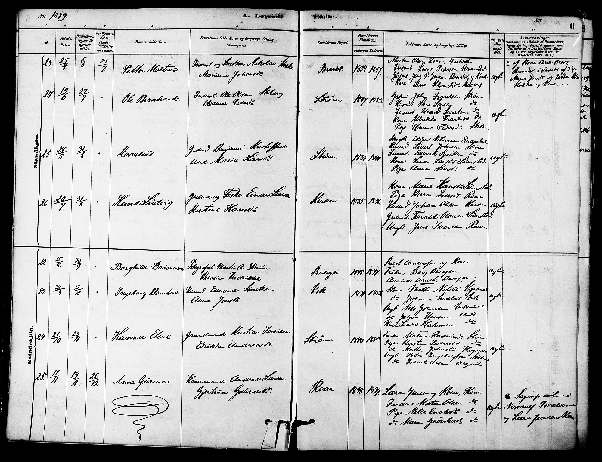 Ministerialprotokoller, klokkerbøker og fødselsregistre - Sør-Trøndelag, AV/SAT-A-1456/657/L0707: Ministerialbok nr. 657A08, 1879-1893, s. 6