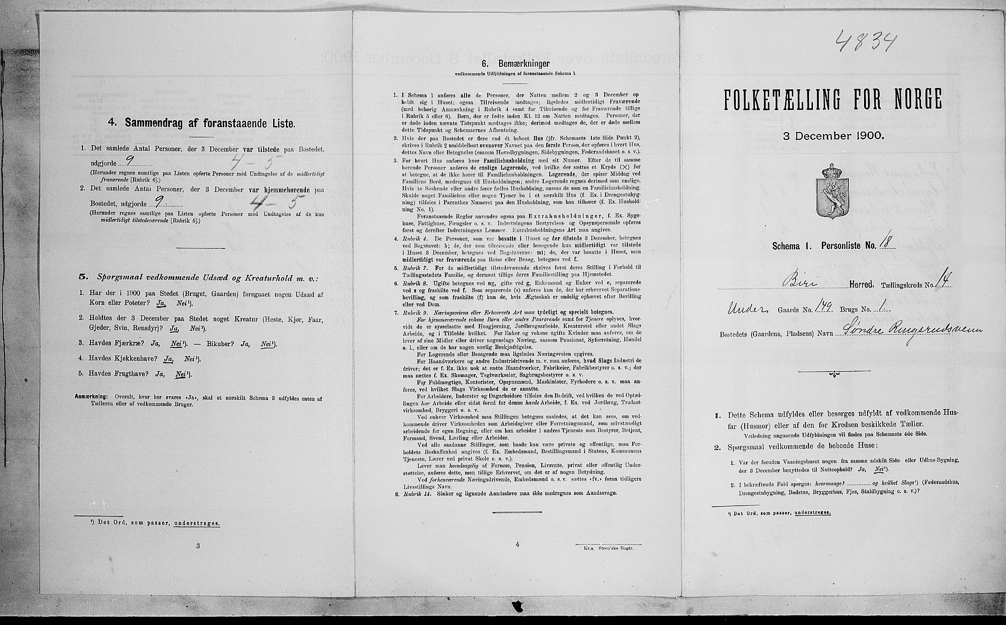 SAH, Folketelling 1900 for 0525 Biri herred, 1900, s. 1599