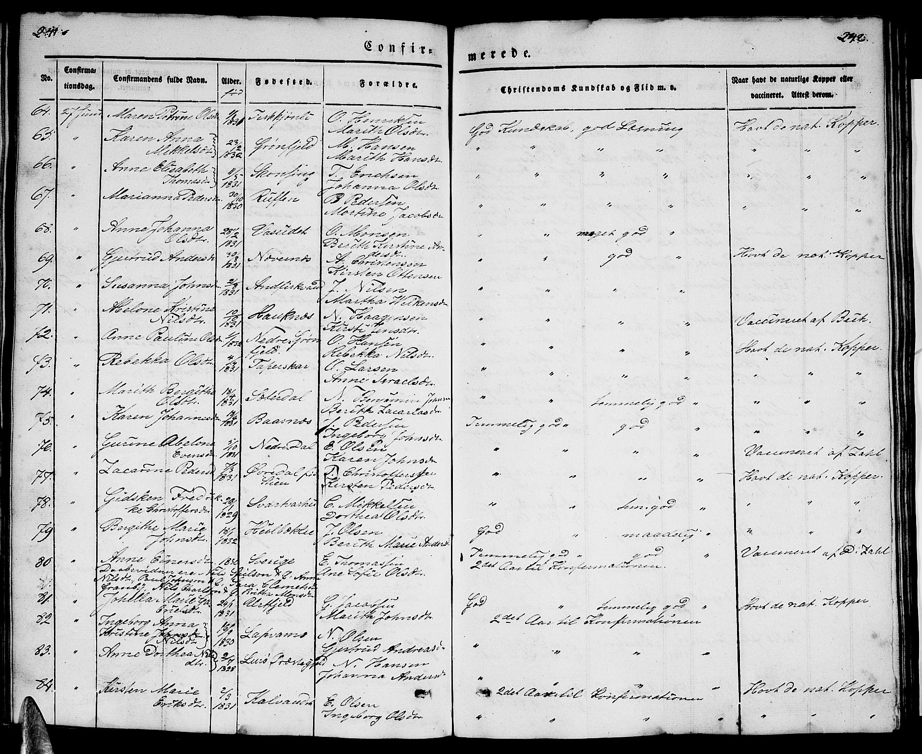 Ministerialprotokoller, klokkerbøker og fødselsregistre - Nordland, AV/SAT-A-1459/827/L0413: Klokkerbok nr. 827C02, 1842-1852, s. 241-242