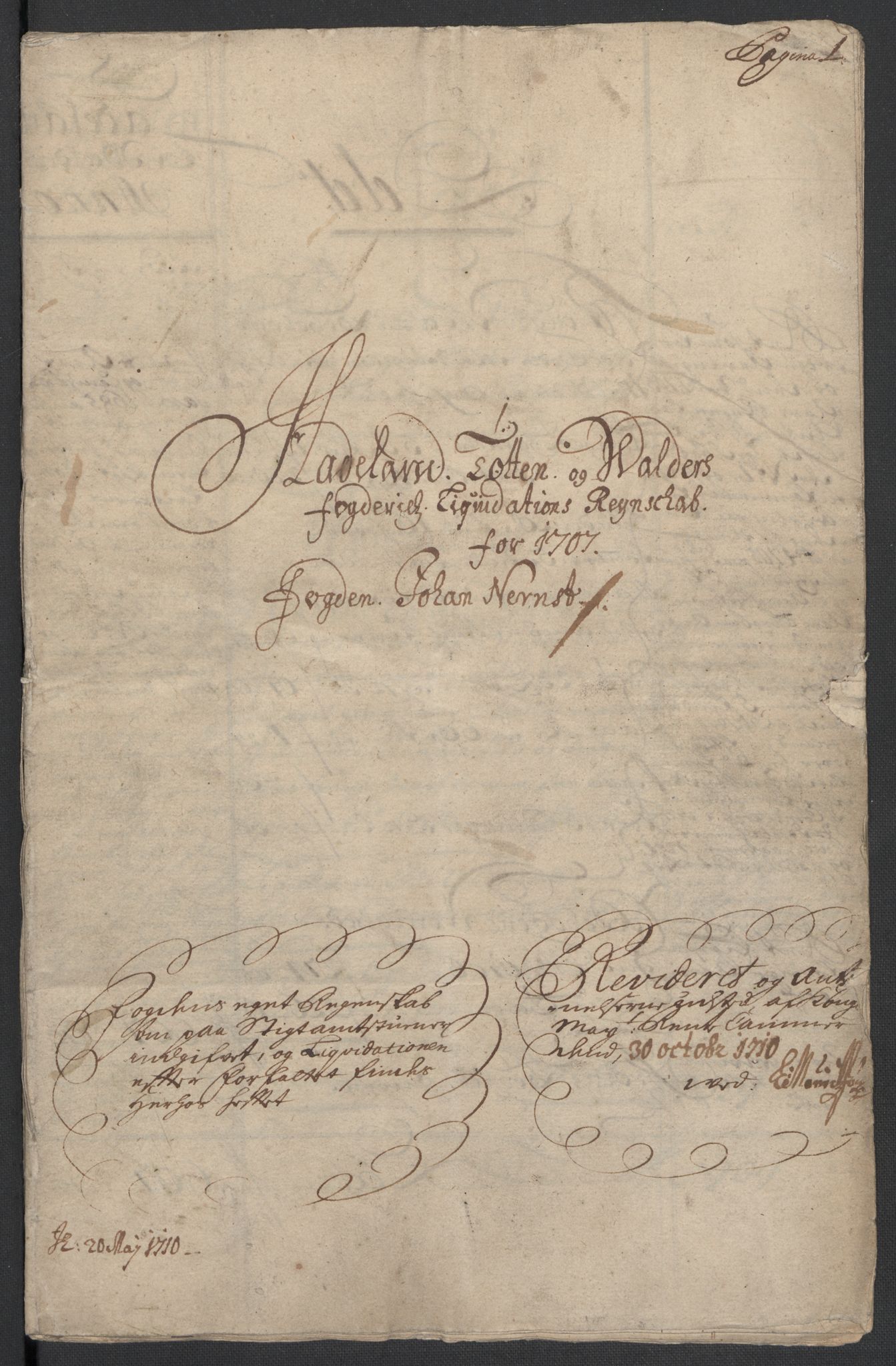 Rentekammeret inntil 1814, Reviderte regnskaper, Fogderegnskap, RA/EA-4092/R18/L1305: Fogderegnskap Hadeland, Toten og Valdres, 1707-1708, s. 3