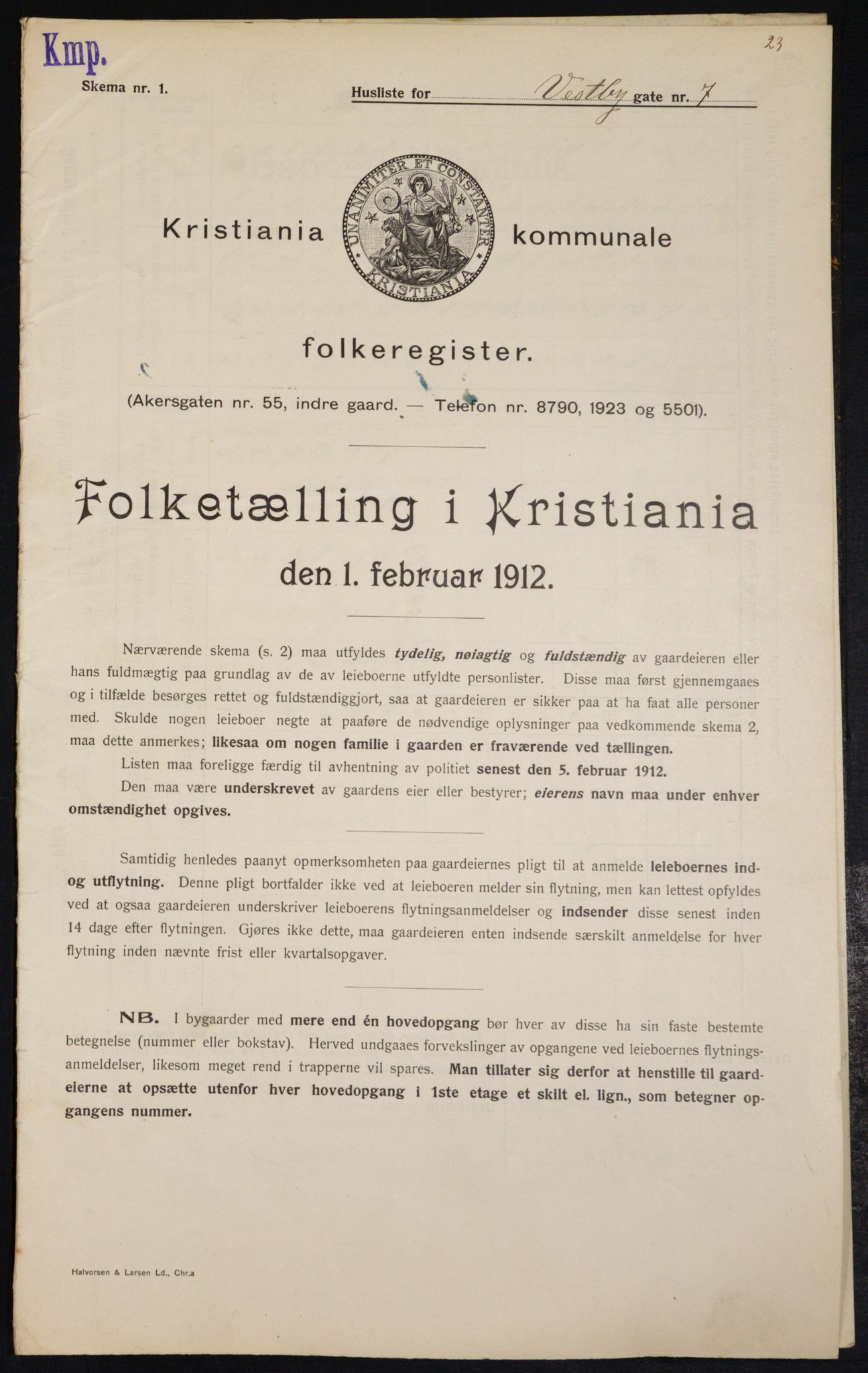 OBA, Kommunal folketelling 1.2.1912 for Kristiania, 1912, s. 122260