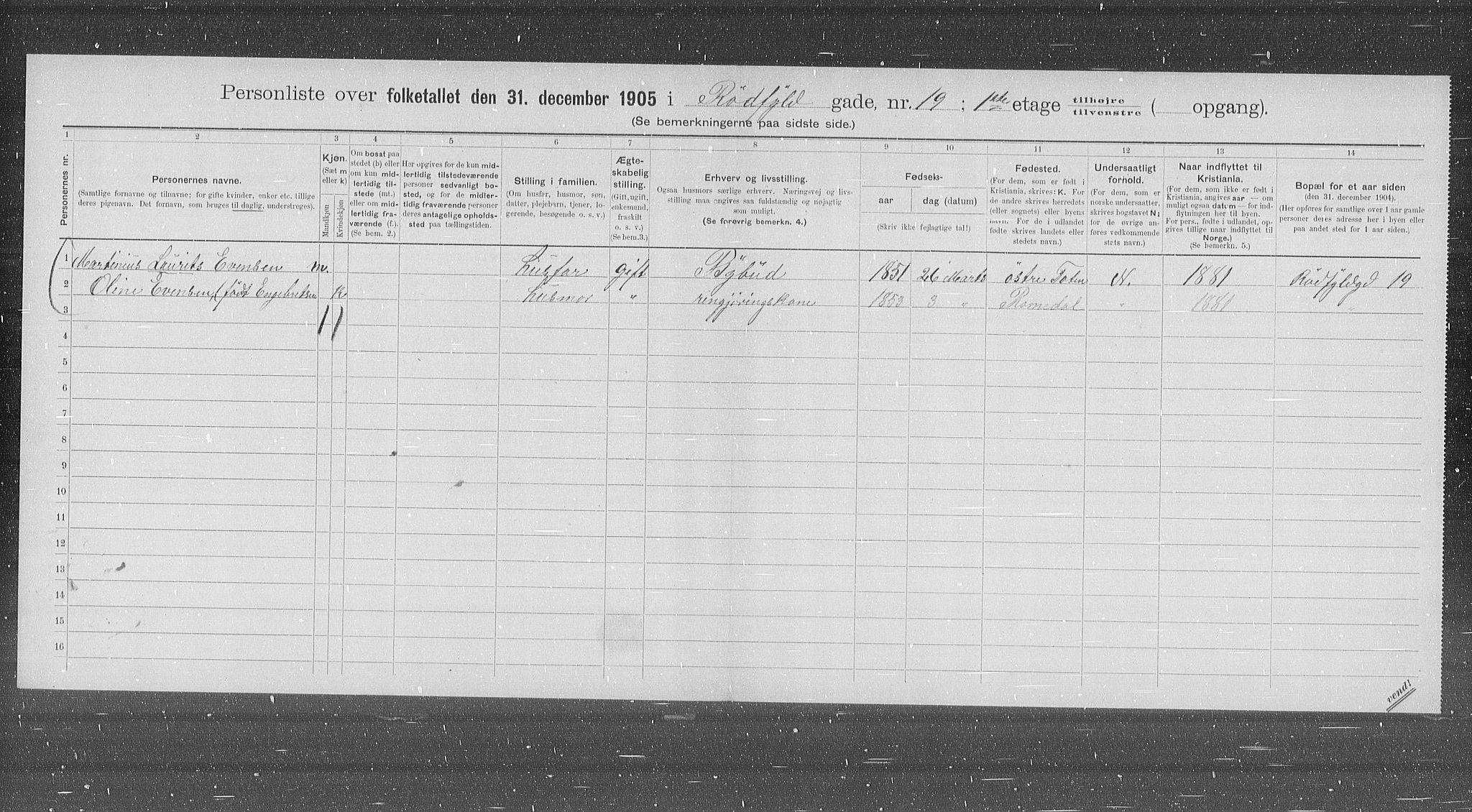 OBA, Kommunal folketelling 31.12.1905 for Kristiania kjøpstad, 1905, s. 45330