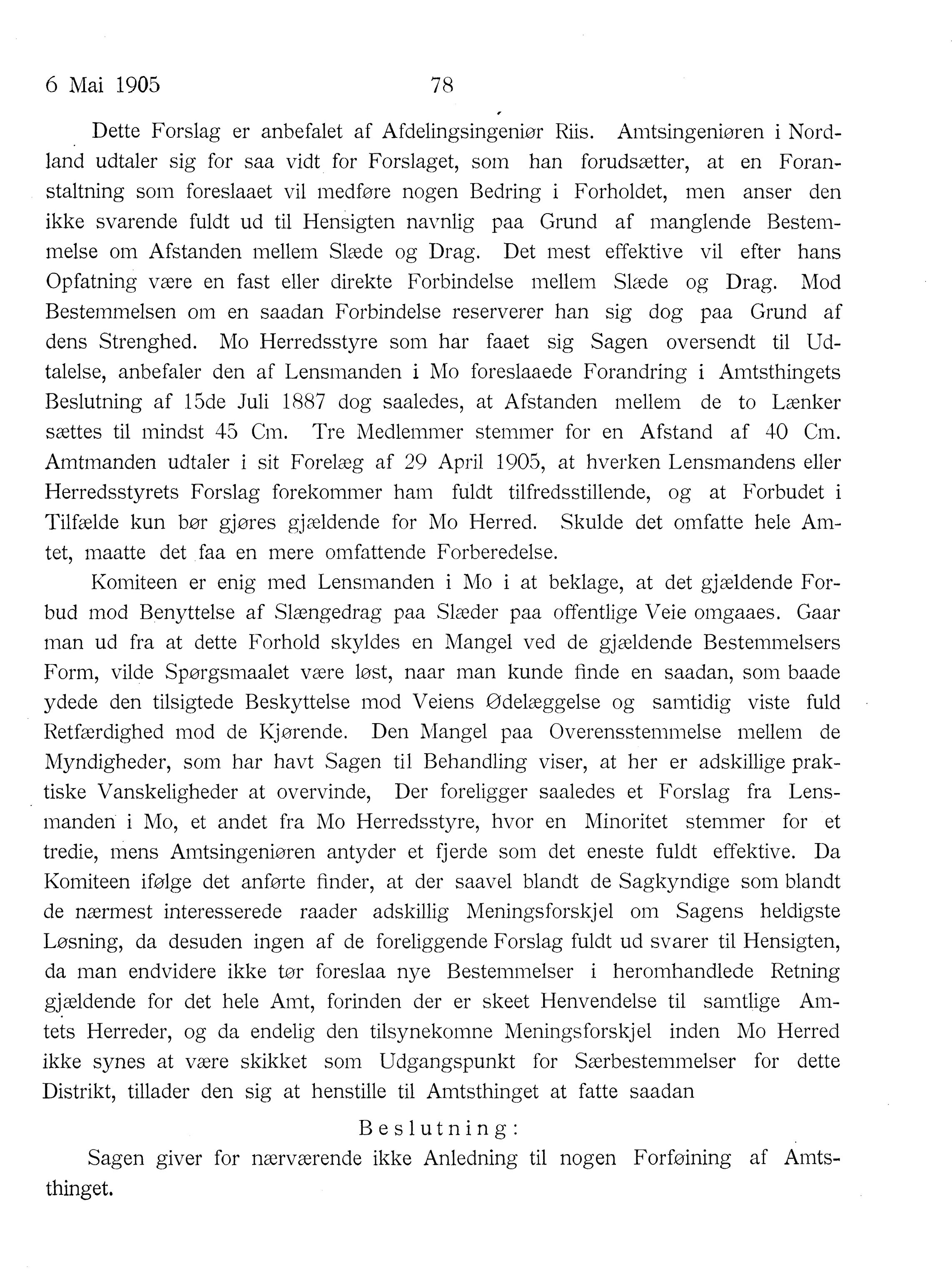 Nordland Fylkeskommune. Fylkestinget, AIN/NFK-17/176/A/Ac/L0028: Fylkestingsforhandlinger 1905, 1905