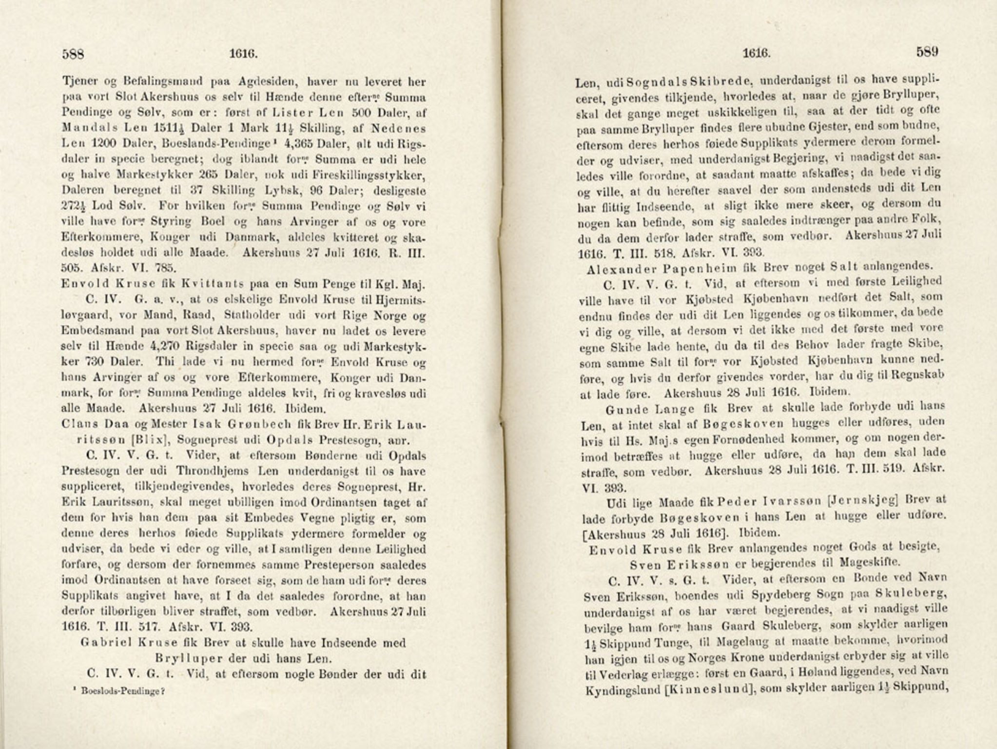 Publikasjoner utgitt av Det Norske Historiske Kildeskriftfond, PUBL/-/-/-: Norske Rigs-Registranter, bind 4, 1603-1618, s. 588-589