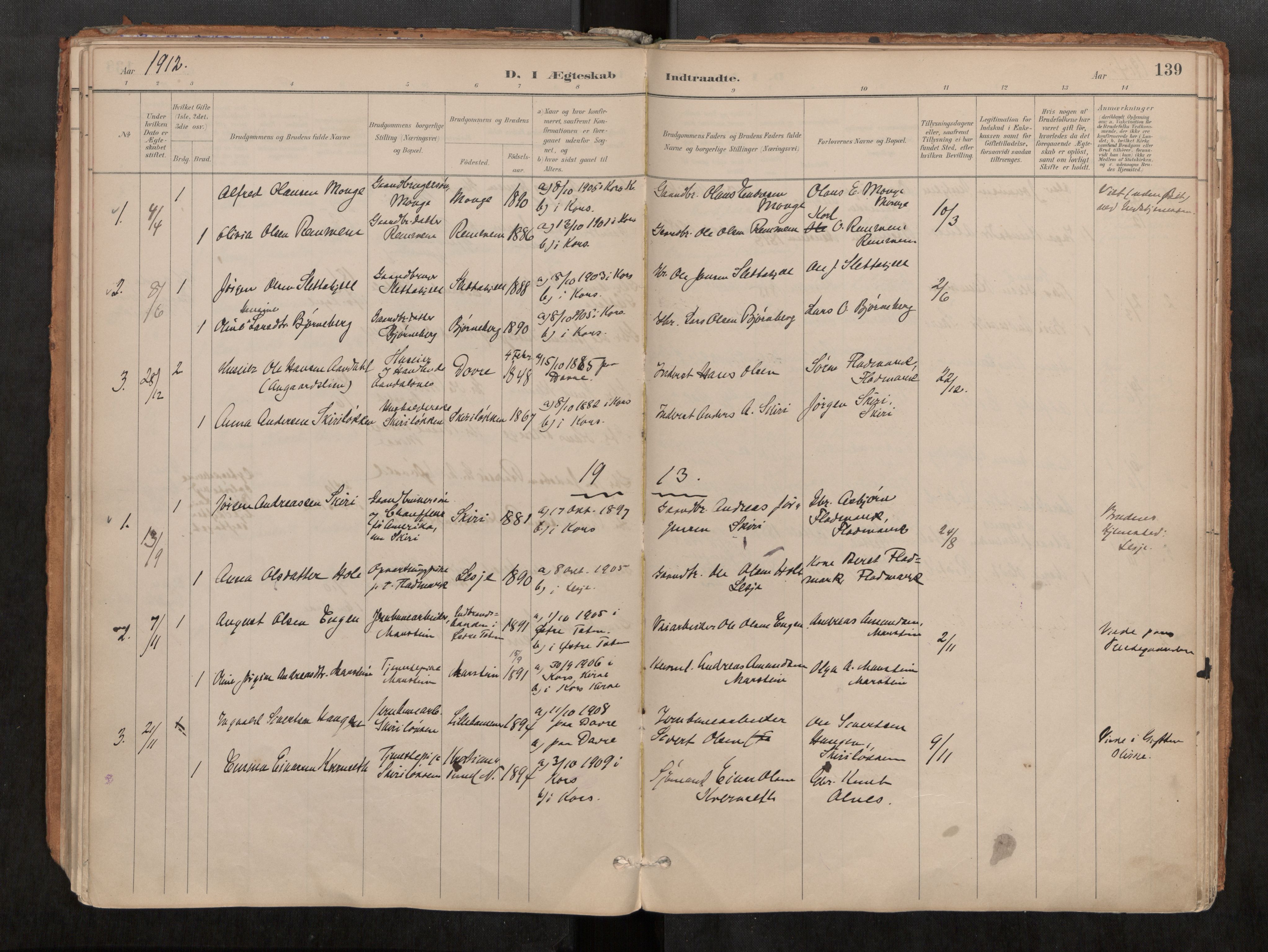 Ministerialprotokoller, klokkerbøker og fødselsregistre - Møre og Romsdal, AV/SAT-A-1454/546/L0599: Ministerialbok nr. 546A03, 1882-1920, s. 139