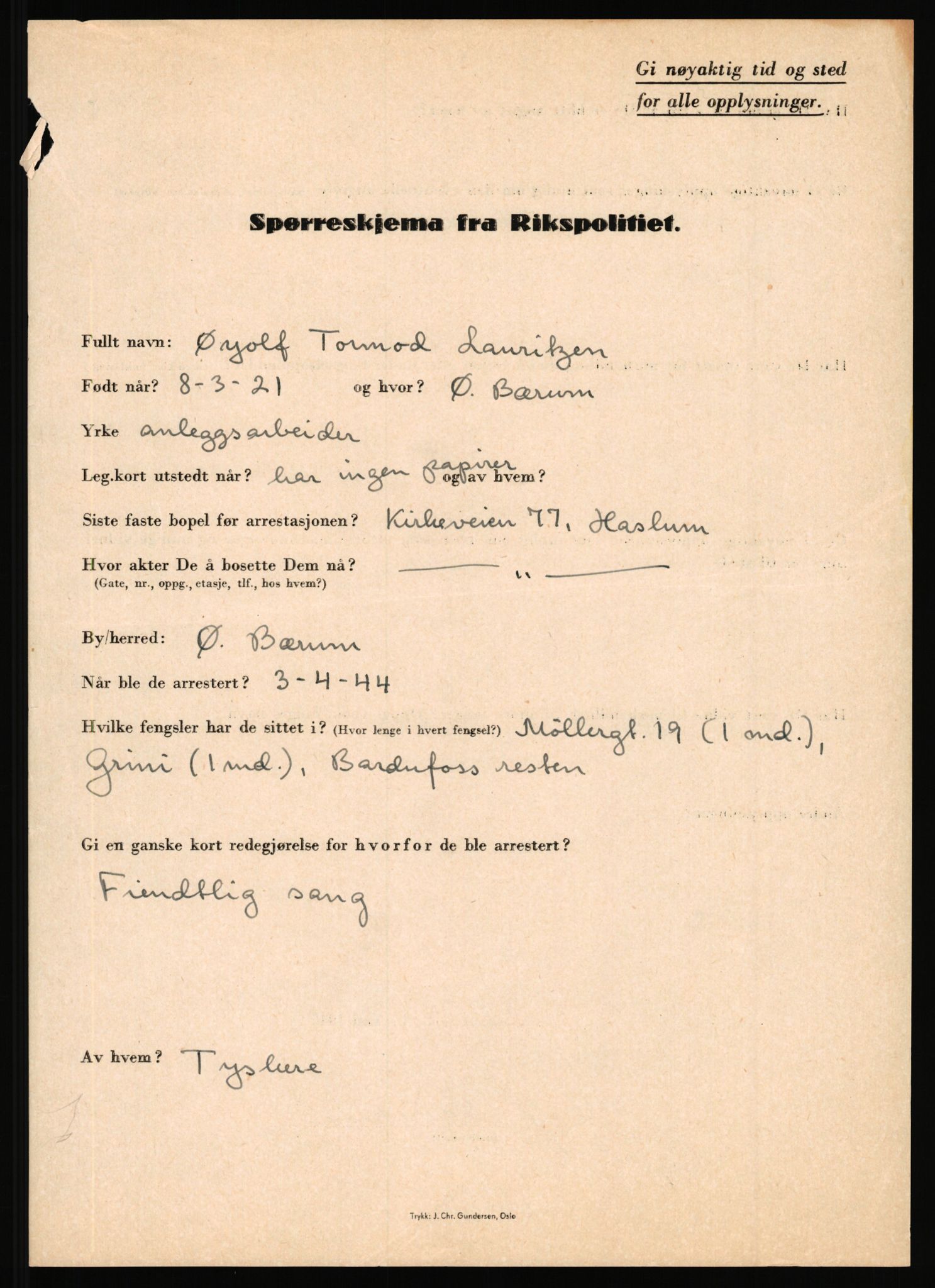 Rikspolitisjefen, AV/RA-S-1560/L/L0010: Kristianslund, Charles Ragnvald - Losvik, Einar, 1940-1945, s. 752