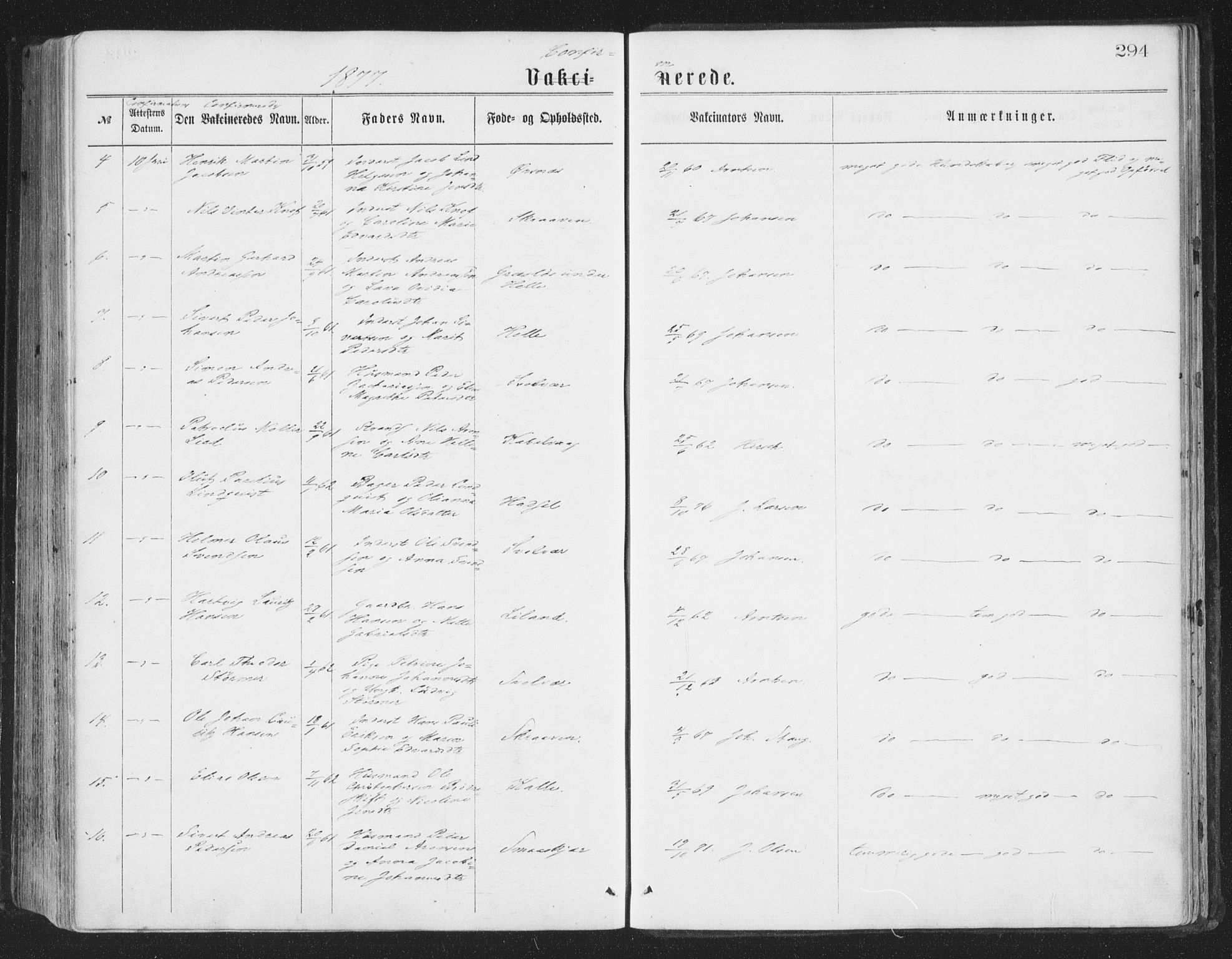 Ministerialprotokoller, klokkerbøker og fødselsregistre - Nordland, SAT/A-1459/874/L1057: Ministerialbok nr. 874A01, 1866-1877, s. 294