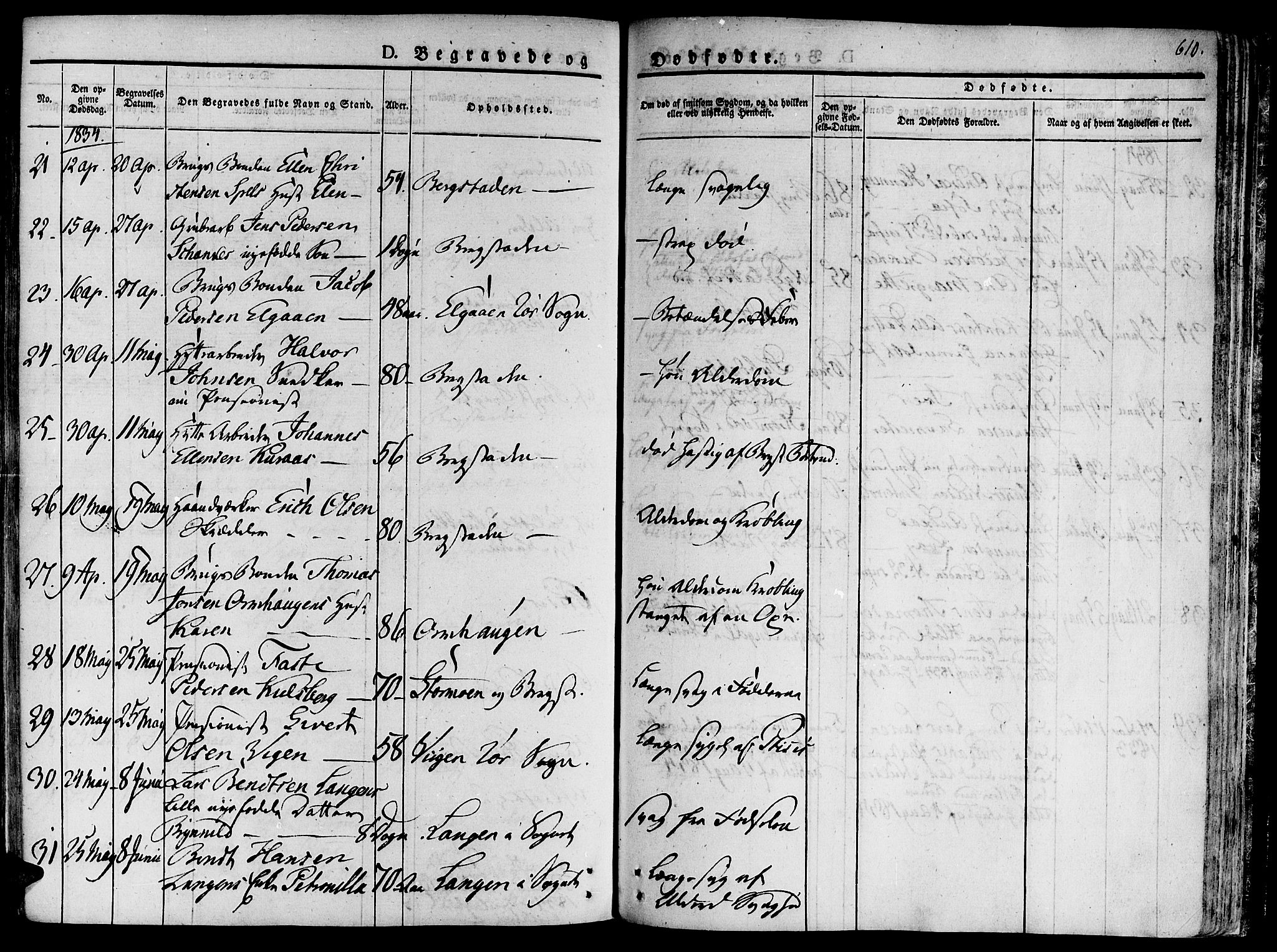 Ministerialprotokoller, klokkerbøker og fødselsregistre - Sør-Trøndelag, SAT/A-1456/681/L0930: Ministerialbok nr. 681A08, 1829-1844, s. 610