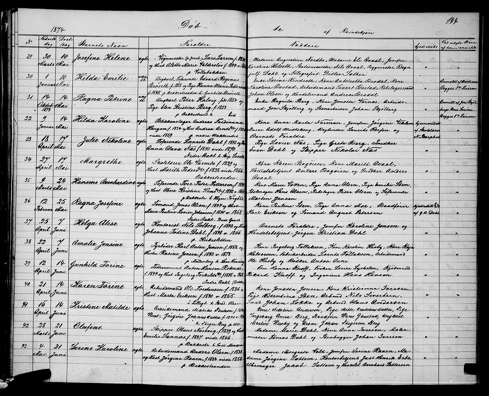 Ministerialprotokoller, klokkerbøker og fødselsregistre - Sør-Trøndelag, SAT/A-1456/604/L0220: Klokkerbok nr. 604C03, 1870-1885, s. 144