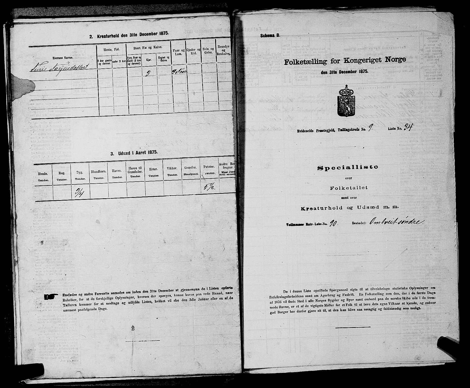 SAKO, Folketelling 1875 for 0829P Kviteseid prestegjeld, 1875, s. 828