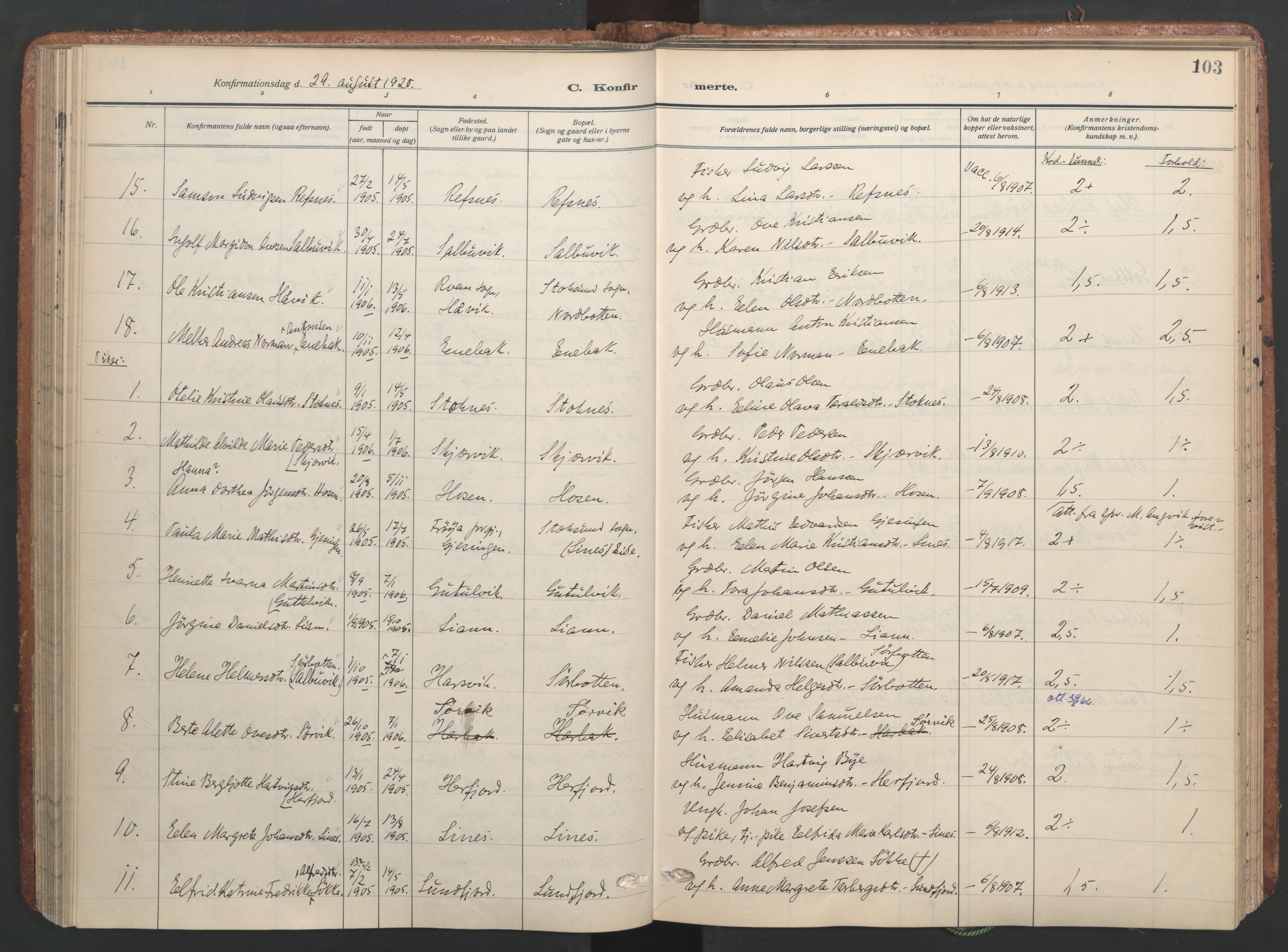 Ministerialprotokoller, klokkerbøker og fødselsregistre - Sør-Trøndelag, AV/SAT-A-1456/656/L0694: Ministerialbok nr. 656A03, 1914-1931, s. 103