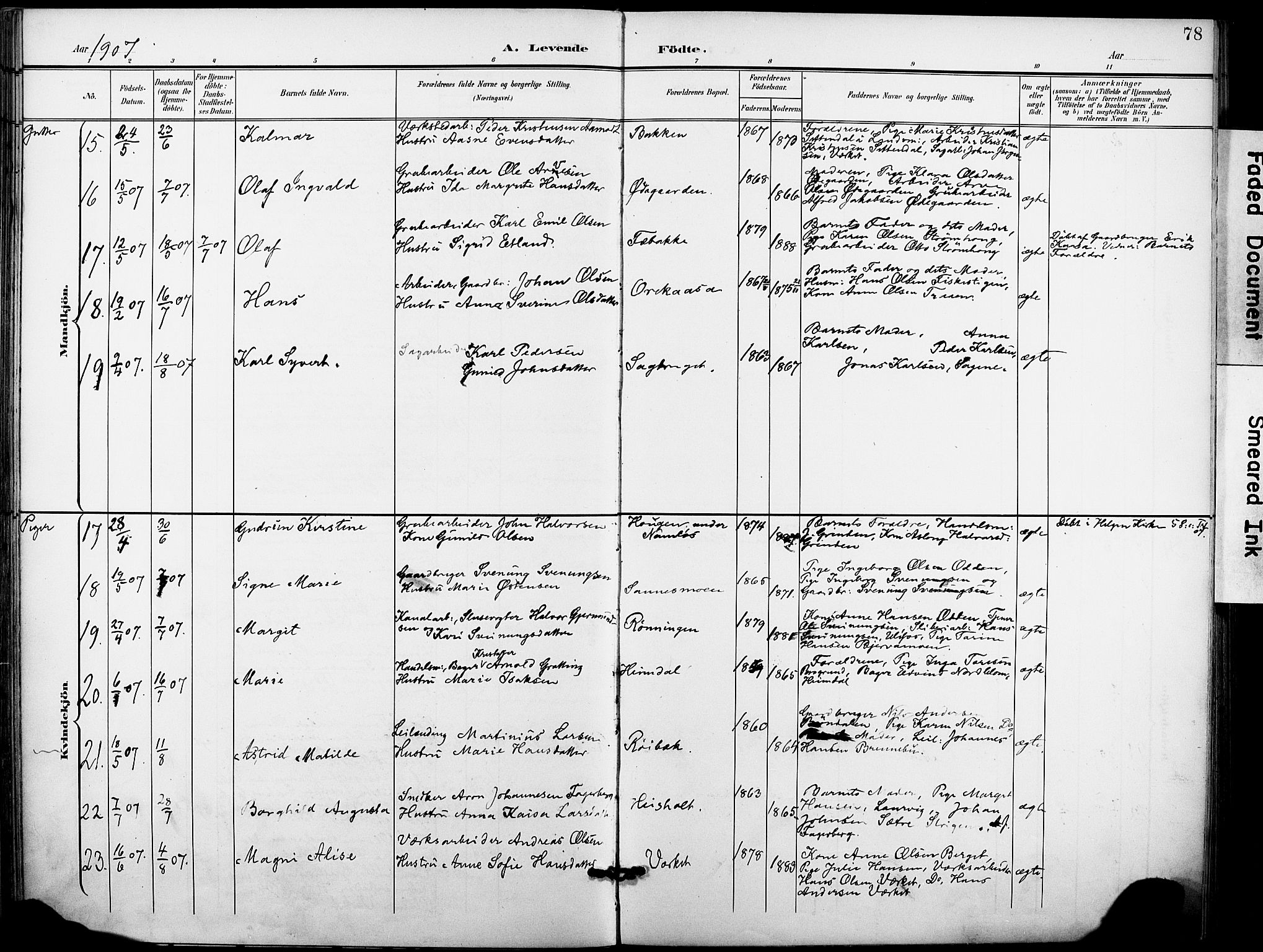 Holla kirkebøker, AV/SAKO-A-272/F/Fa/L0010: Ministerialbok nr. 10, 1897-1907, s. 78