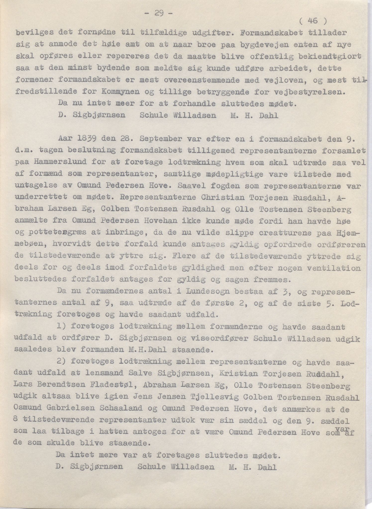 Lund kommune - Formannskapet/Formannskapskontoret, IKAR/K-101761/A/Aa/Aaa/L0002: Forhandlingsprotokoll, 1837-1865, s. 29