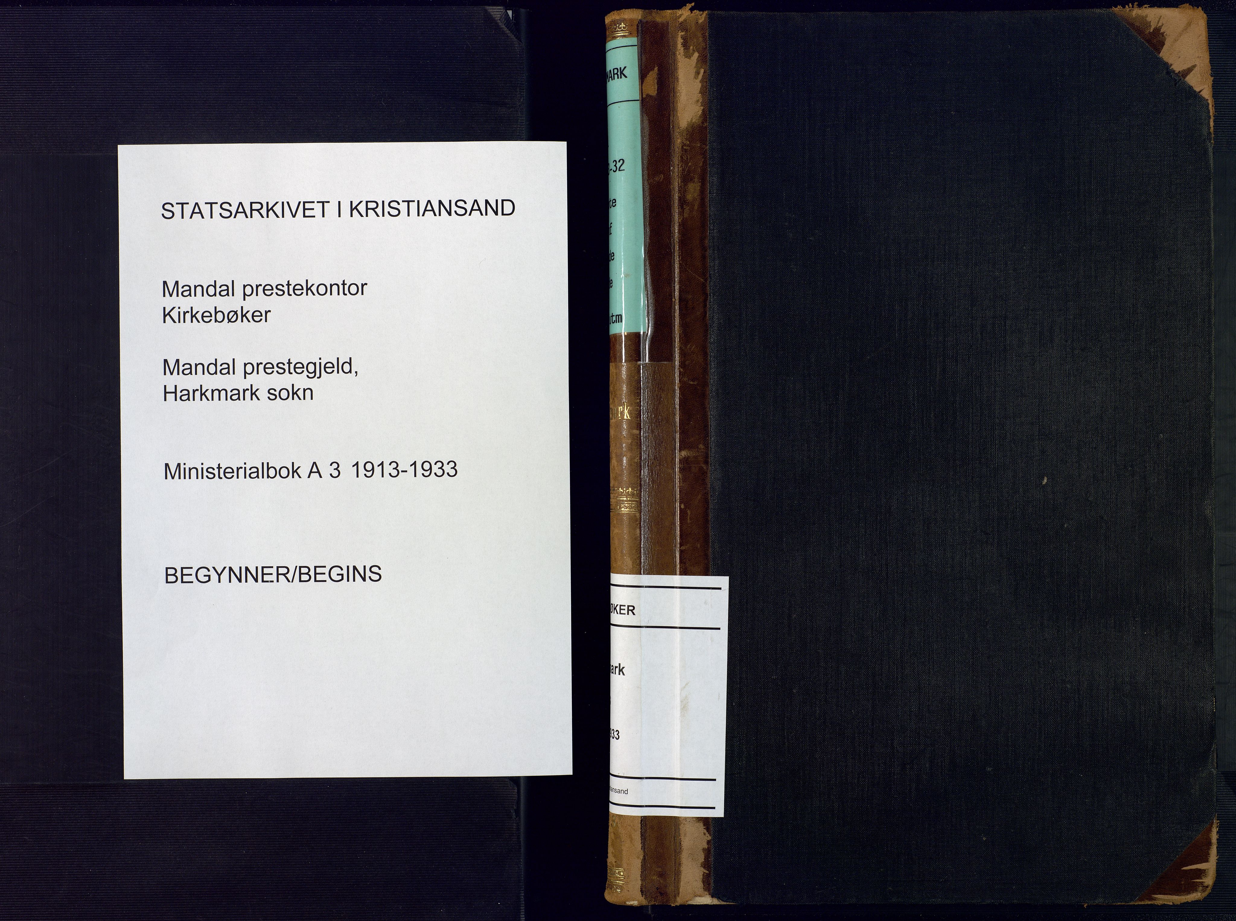 Mandal sokneprestkontor, SAK/1111-0030/F/Fa/Fab/L0003: Ministerialbok nr. A 3, 1913-1933