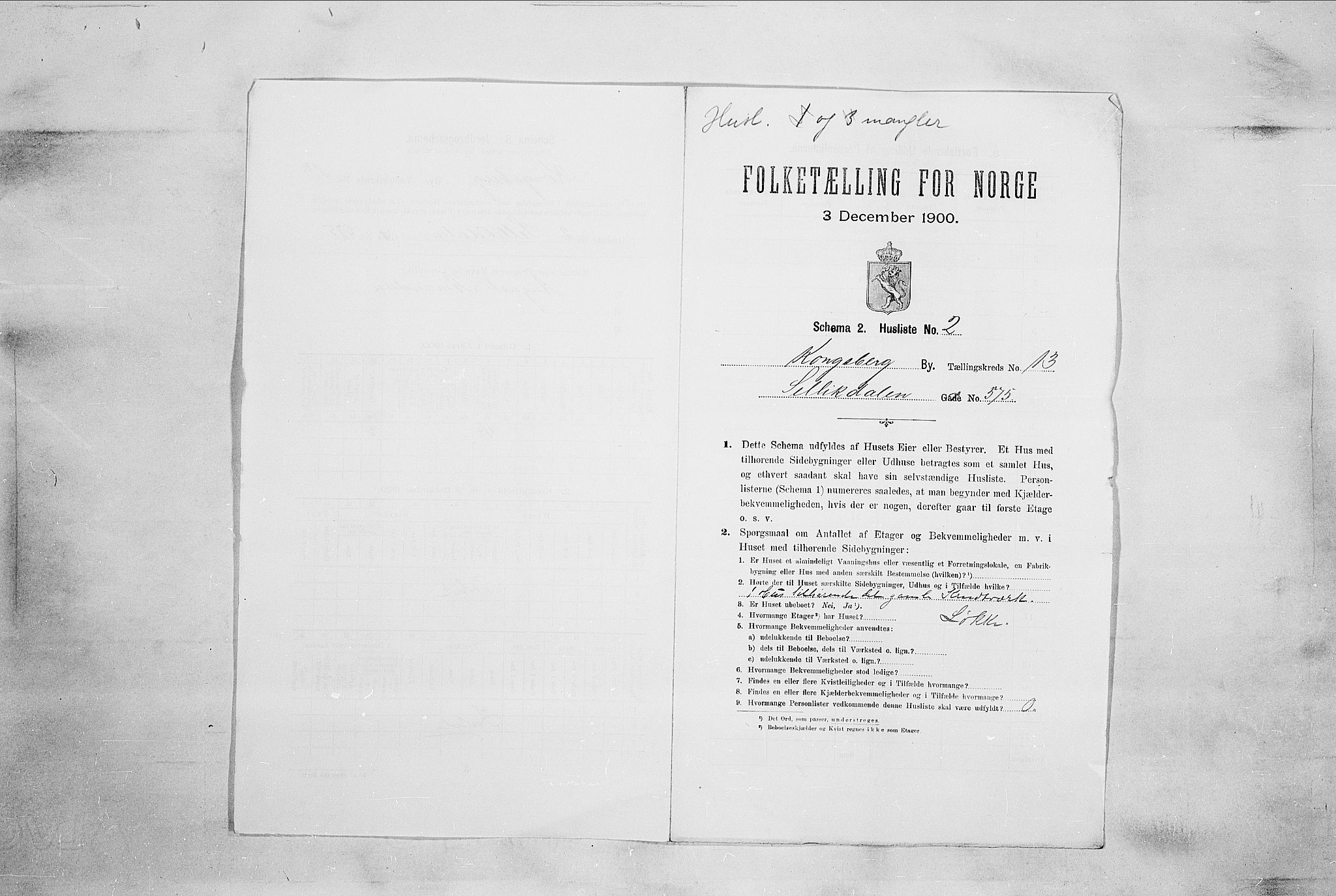 RA, Folketelling 1900 for 0604 Kongsberg kjøpstad, 1900, s. 2238