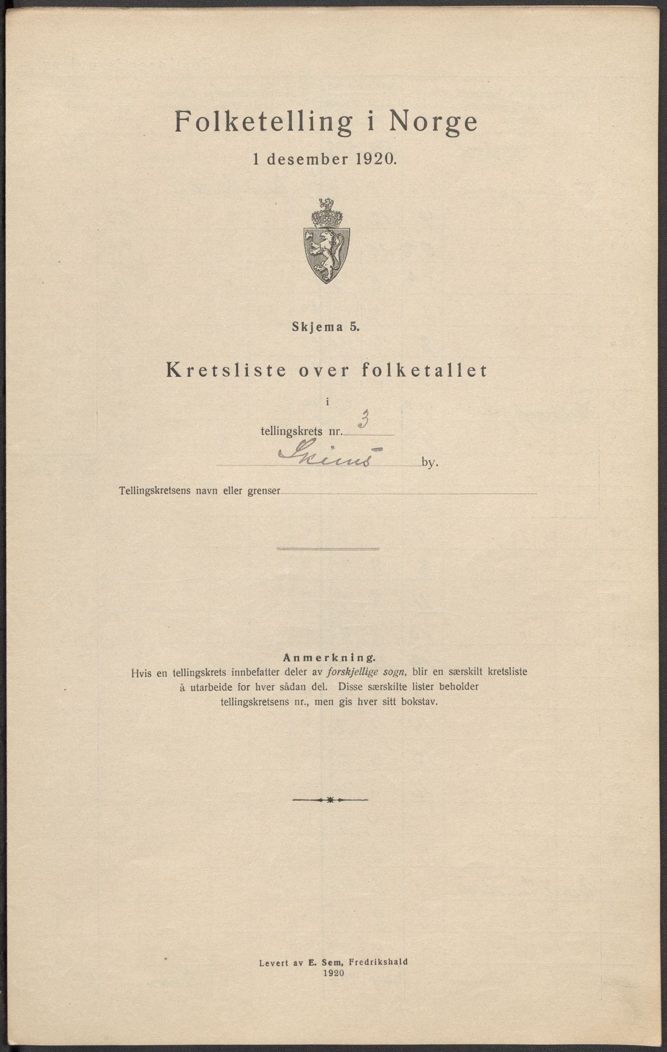 SAKO, Folketelling 1920 for 0806 Skien kjøpstad, 1920, s. 18