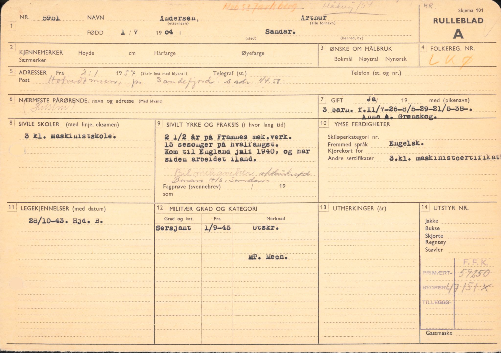 Forsvaret, Forsvarets overkommando/Luftforsvarsstaben, AV/RA-RAFA-4079/P/Pa/L0011: Personellpapirer, 1904, s. 3