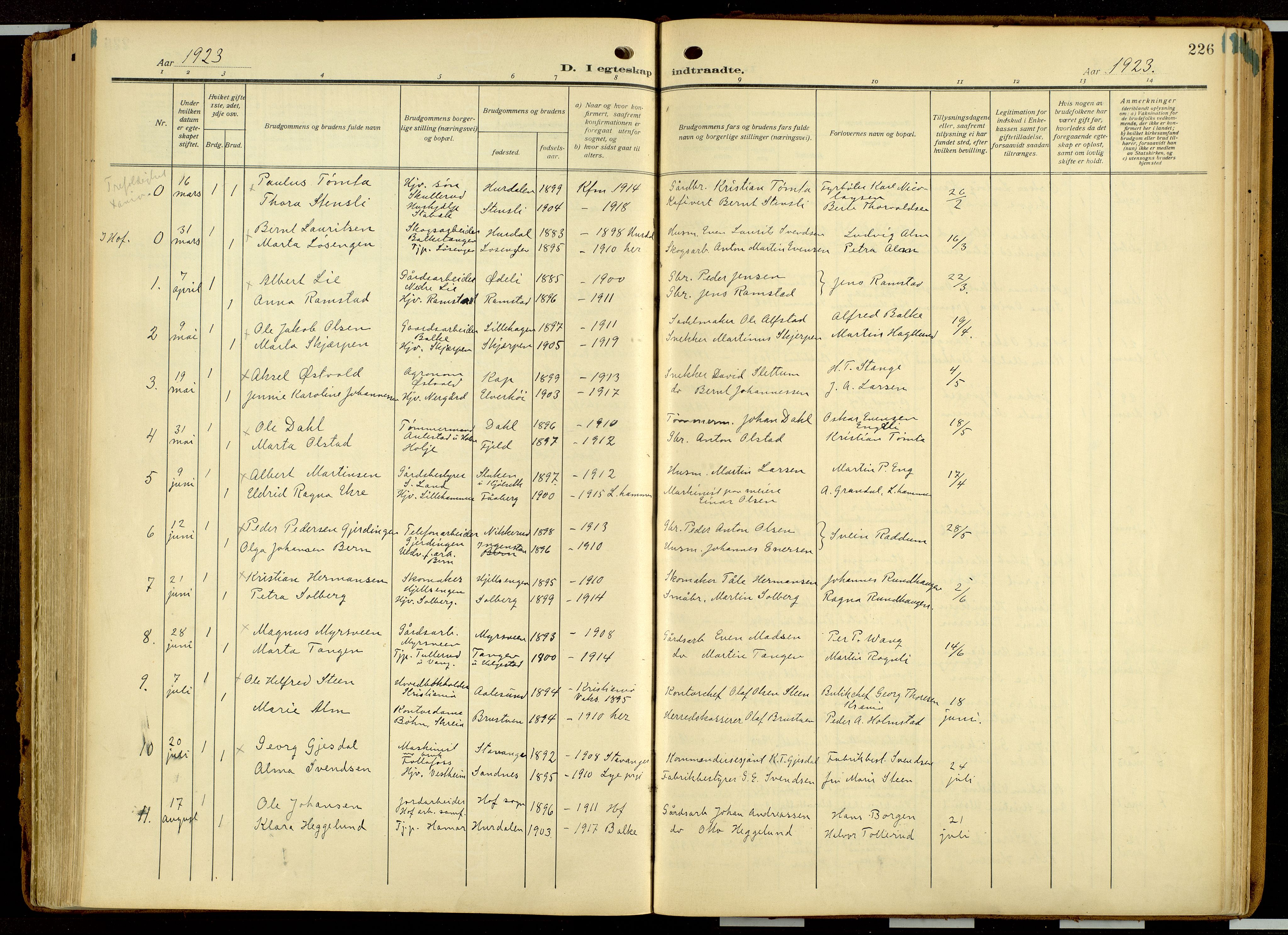 Balke prestekontor, AV/SAH-PREST-106/H/Ha/Haa/L0001: Ministerialbok nr. 1, 1914-1932, s. 226