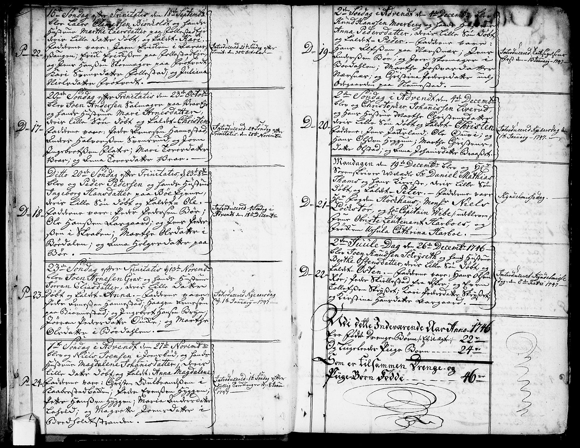 Røyken kirkebøker, AV/SAKO-A-241/G/Ga/L0001: Klokkerbok nr. 1, 1740-1768, s. 42-43