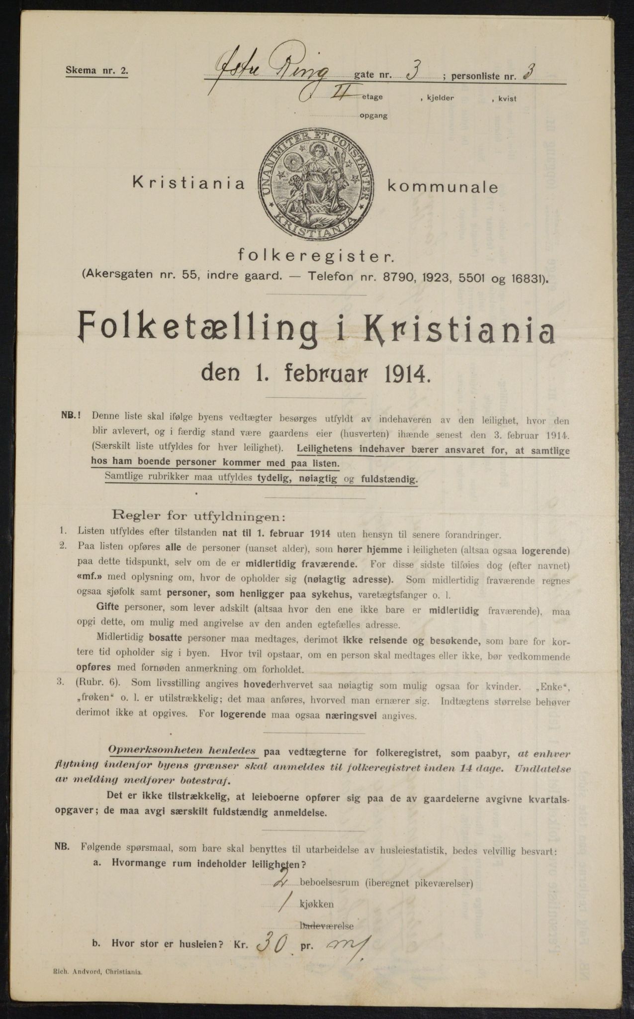 OBA, Kommunal folketelling 1.2.1914 for Kristiania, 1914, s. 130450