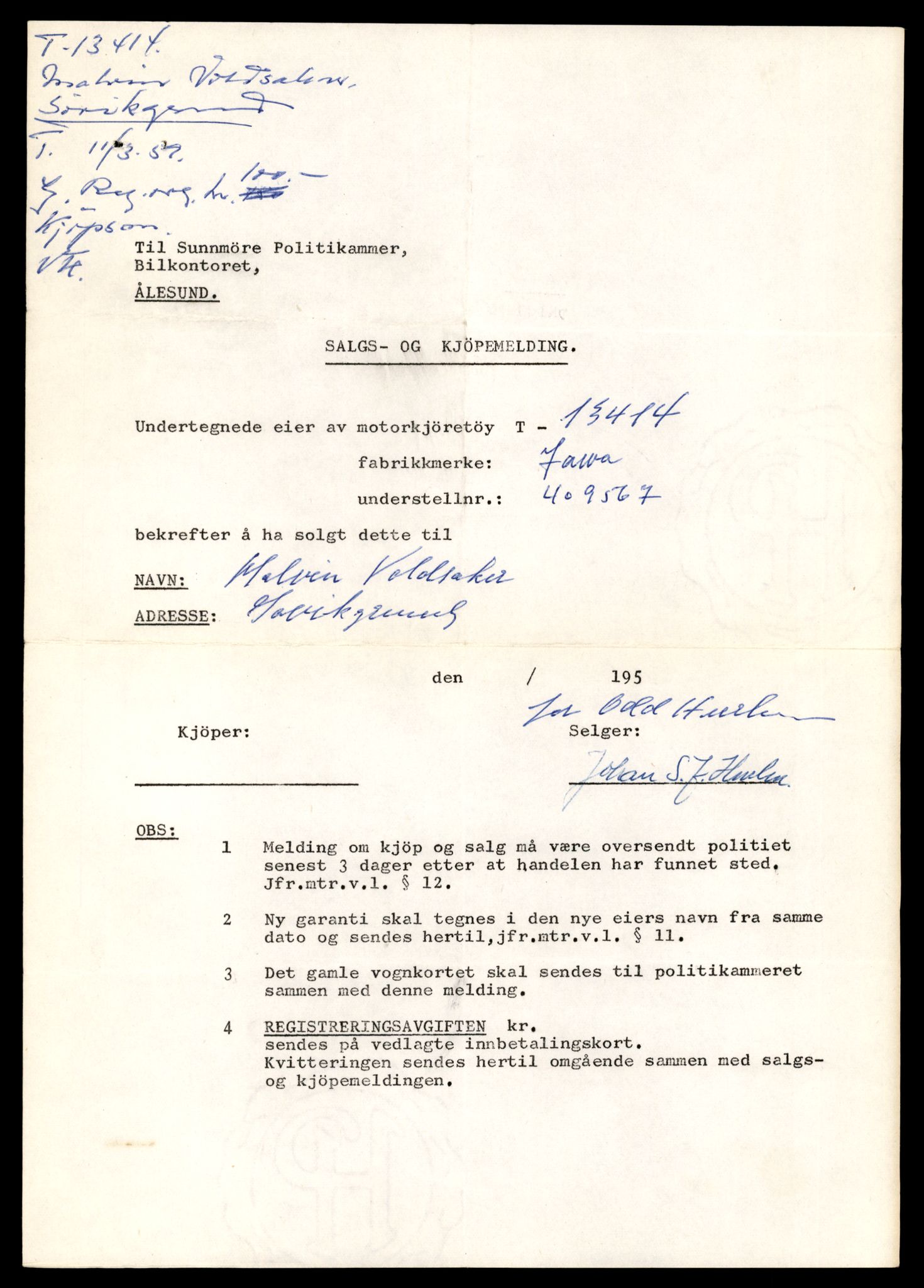 Møre og Romsdal vegkontor - Ålesund trafikkstasjon, AV/SAT-A-4099/F/Fe/L0039: Registreringskort for kjøretøy T 13361 - T 13530, 1927-1998, s. 901
