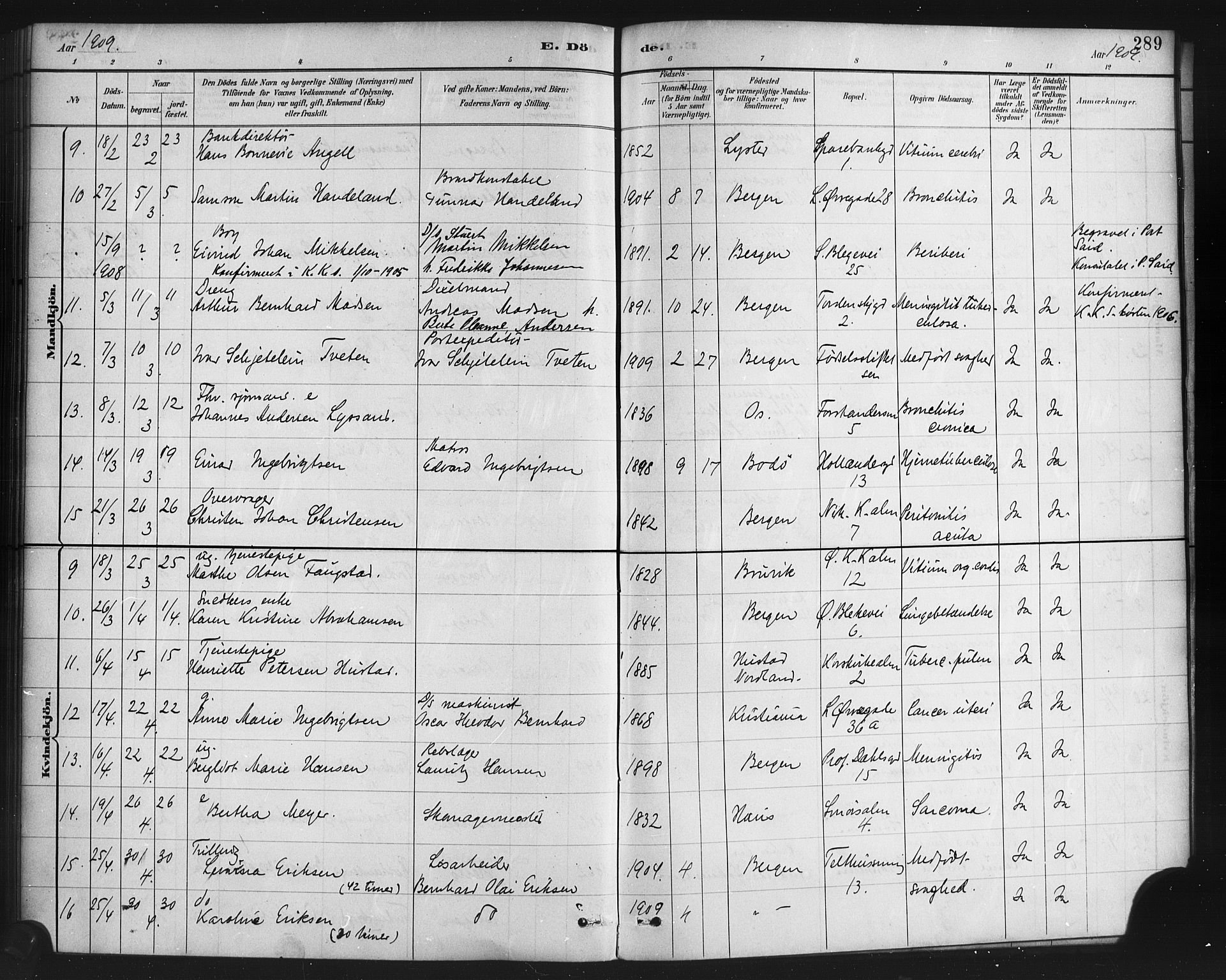 Korskirken sokneprestembete, AV/SAB-A-76101/H/Haa/L0047: Ministerialbok nr. E 5, 1884-1910, s. 289