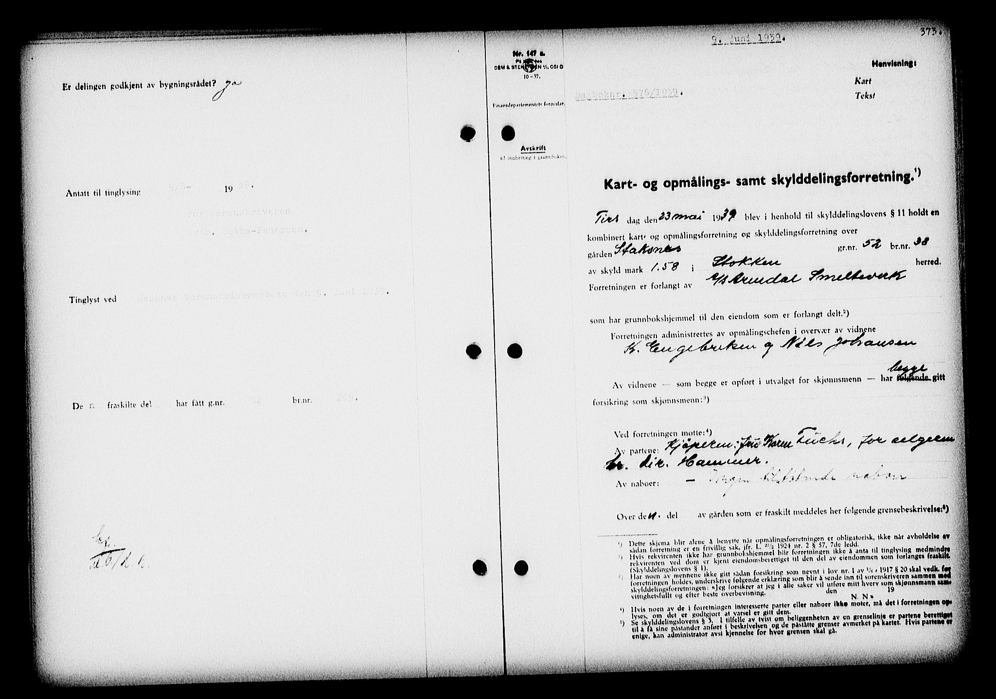 Nedenes sorenskriveri, AV/SAK-1221-0006/G/Gb/Gba/L0046: Pantebok nr. 42, 1938-1939, Dagboknr: 576/1939