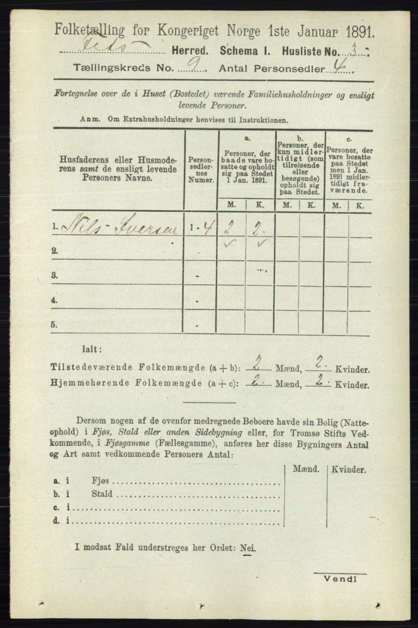 RA, Folketelling 1891 for 0227 Fet herred, 1891, s. 3417