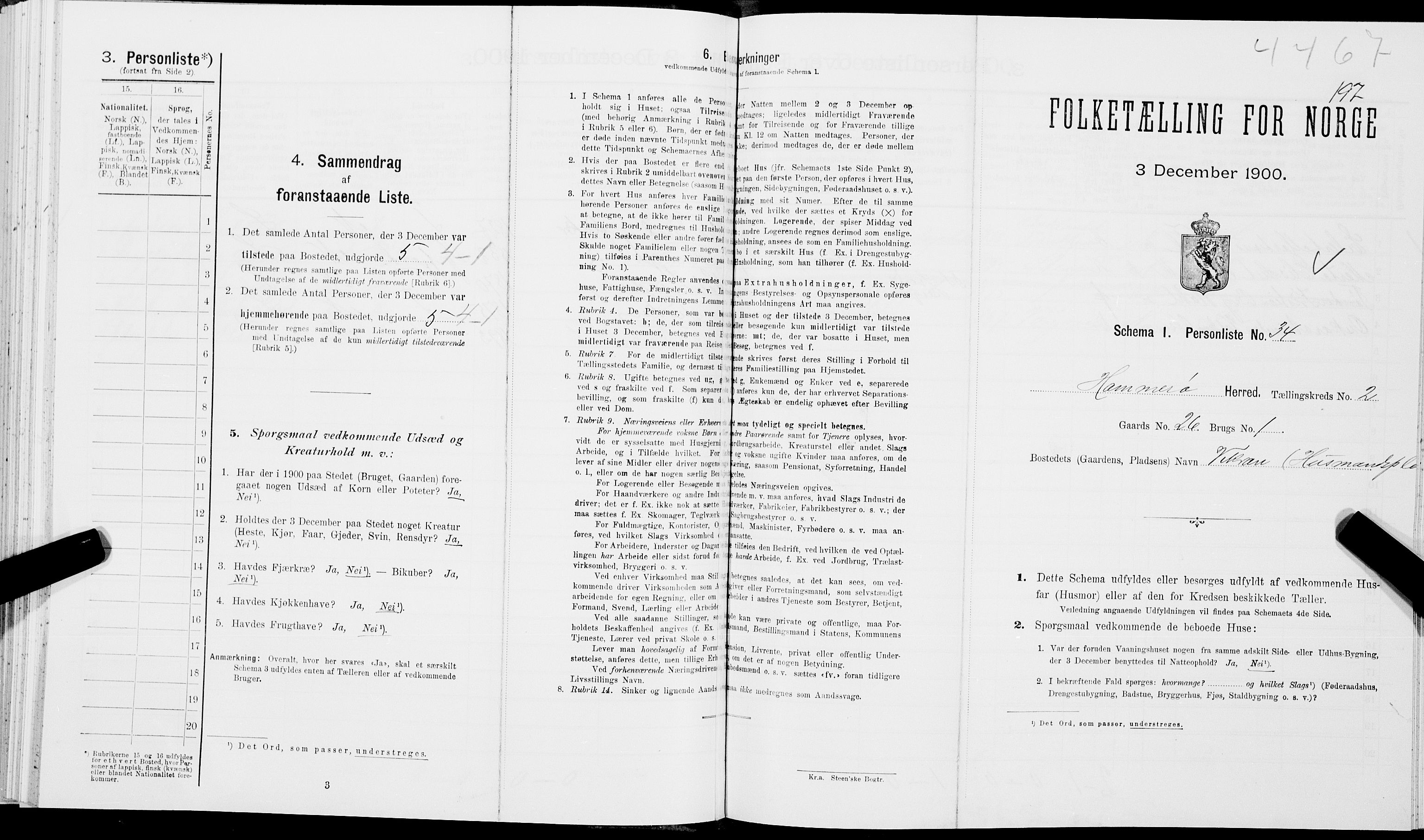 SAT, Folketelling 1900 for 1849 Hamarøy herred, 1900, s. 214