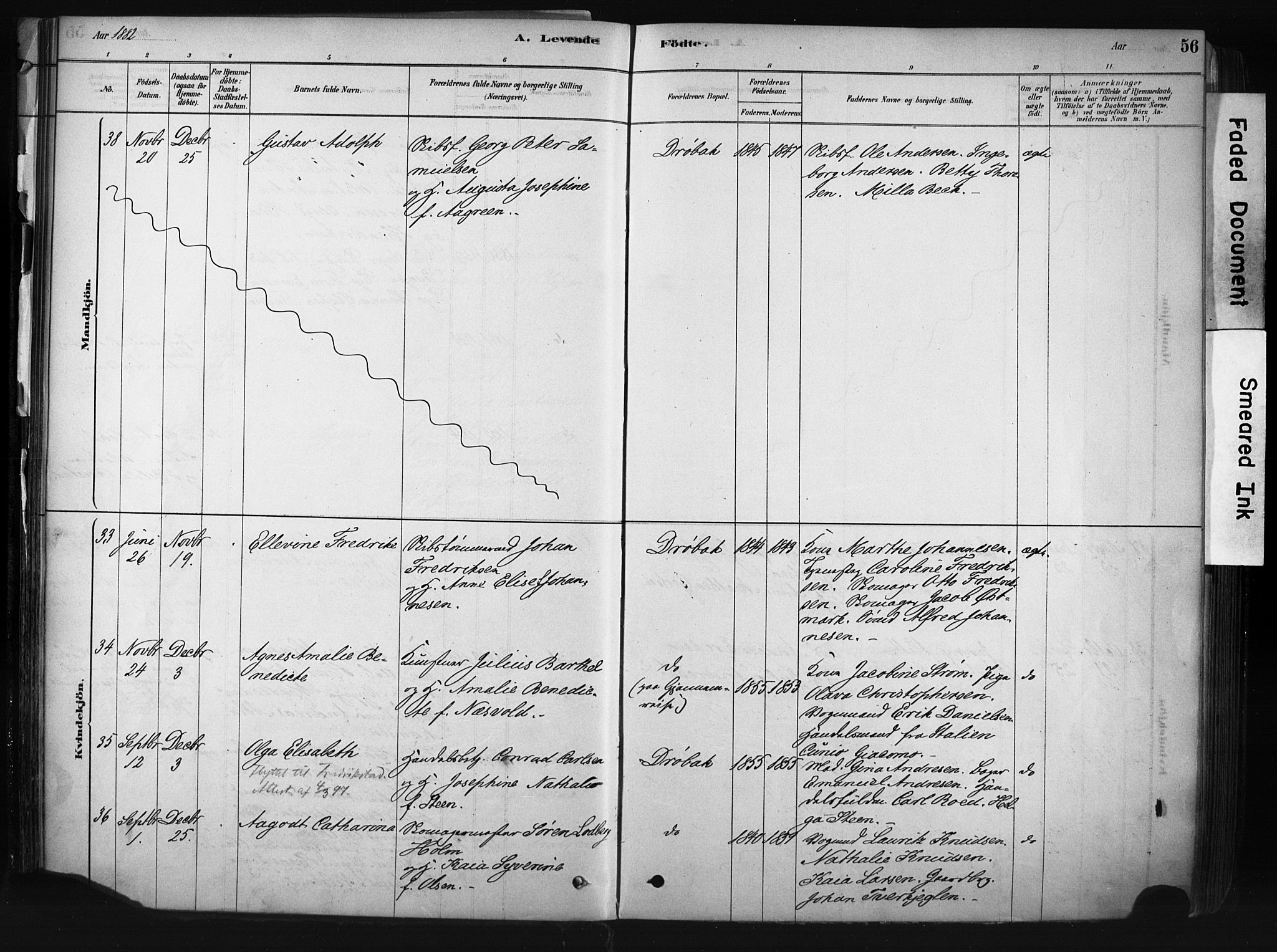 Drøbak prestekontor Kirkebøker, AV/SAO-A-10142a/F/Fb/L0001: Ministerialbok nr. II 1, 1878-1891, s. 56