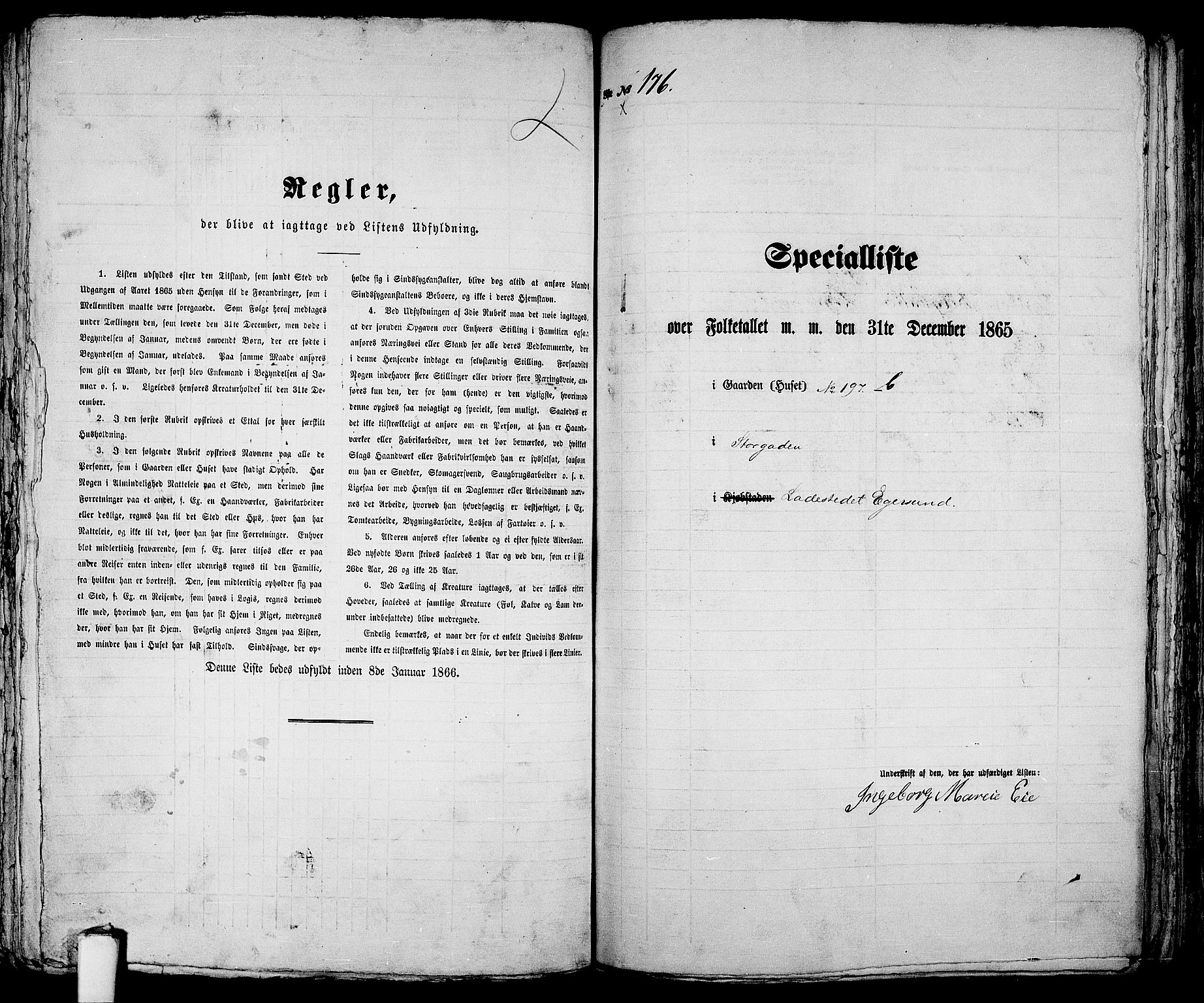 RA, Folketelling 1865 for 1101B Eigersund prestegjeld, Egersund ladested, 1865, s. 364