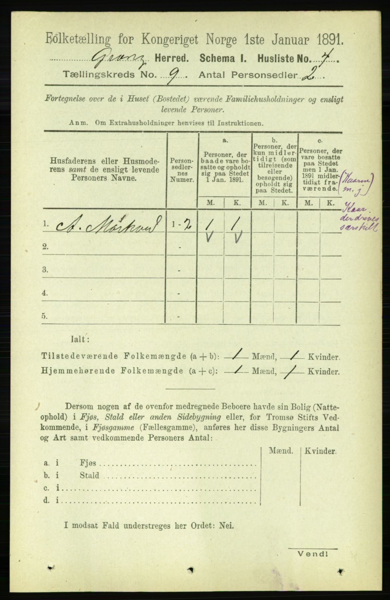 RA, Folketelling 1891 for 1742 Grong herred, 1891, s. 3072