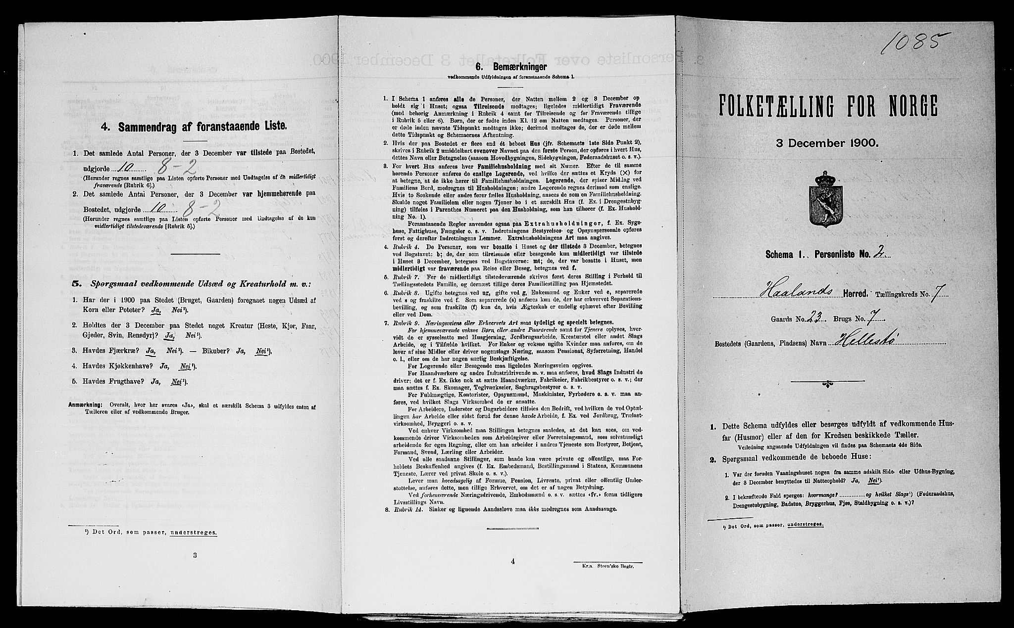 SAST, Folketelling 1900 for 1124 Haaland herred, 1900, s. 1059