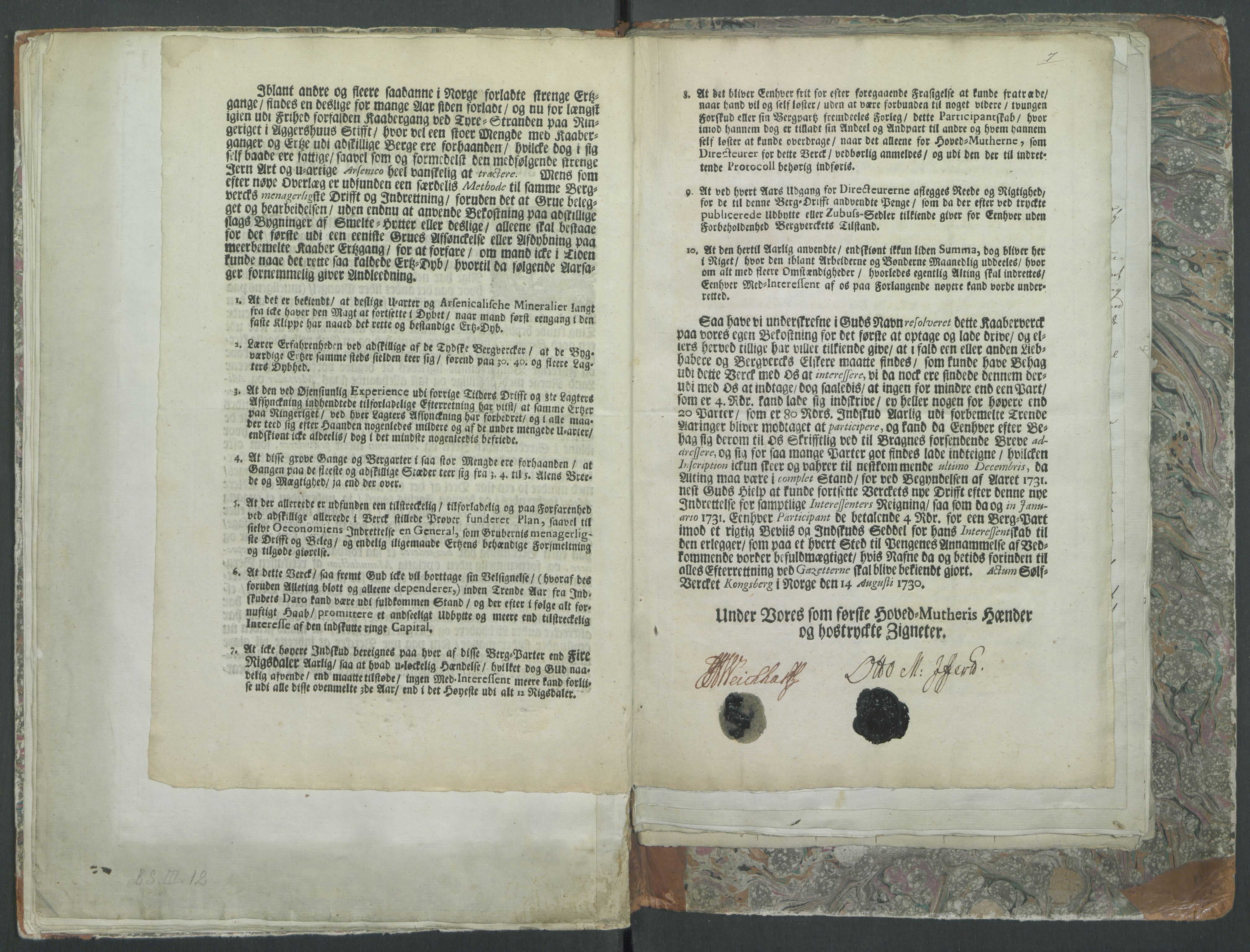 Brünnichs samling, RA/PA-0171/F/L0097: Machesens Mineralogiske Beskrivelse over Biergene i Bradsbergamt med Dertil hørende Carte og Sex Tegninger af Prospecter, 1730-1739, s. 6-7