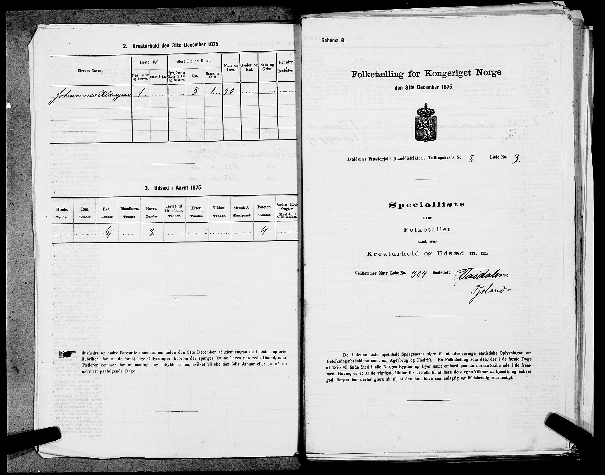 SAST, Folketelling 1875 for 1147L Avaldsnes prestegjeld, Avaldsnes sokn og Kopervik landsokn, 1875, s. 1294