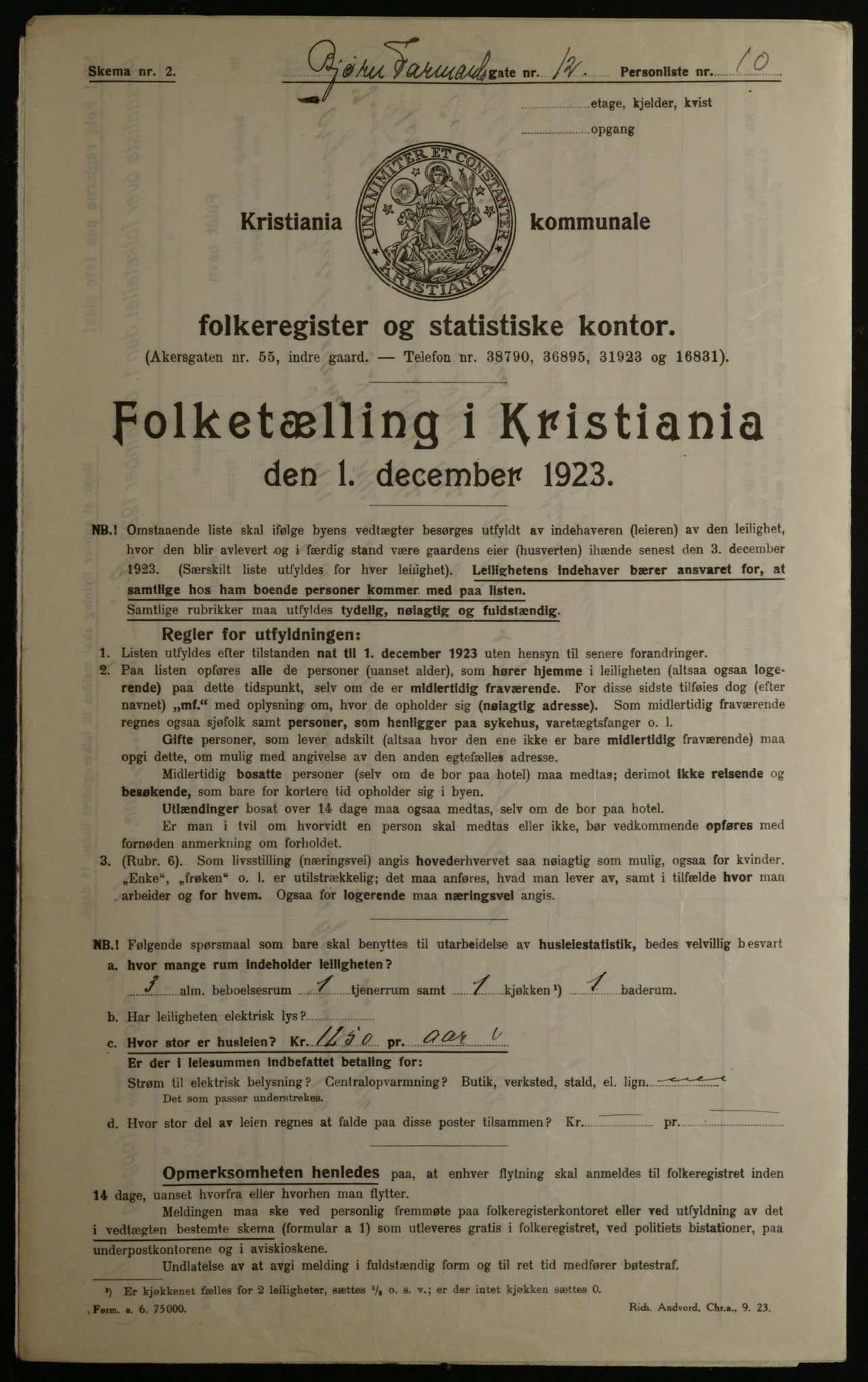 OBA, Kommunal folketelling 1.12.1923 for Kristiania, 1923, s. 7739