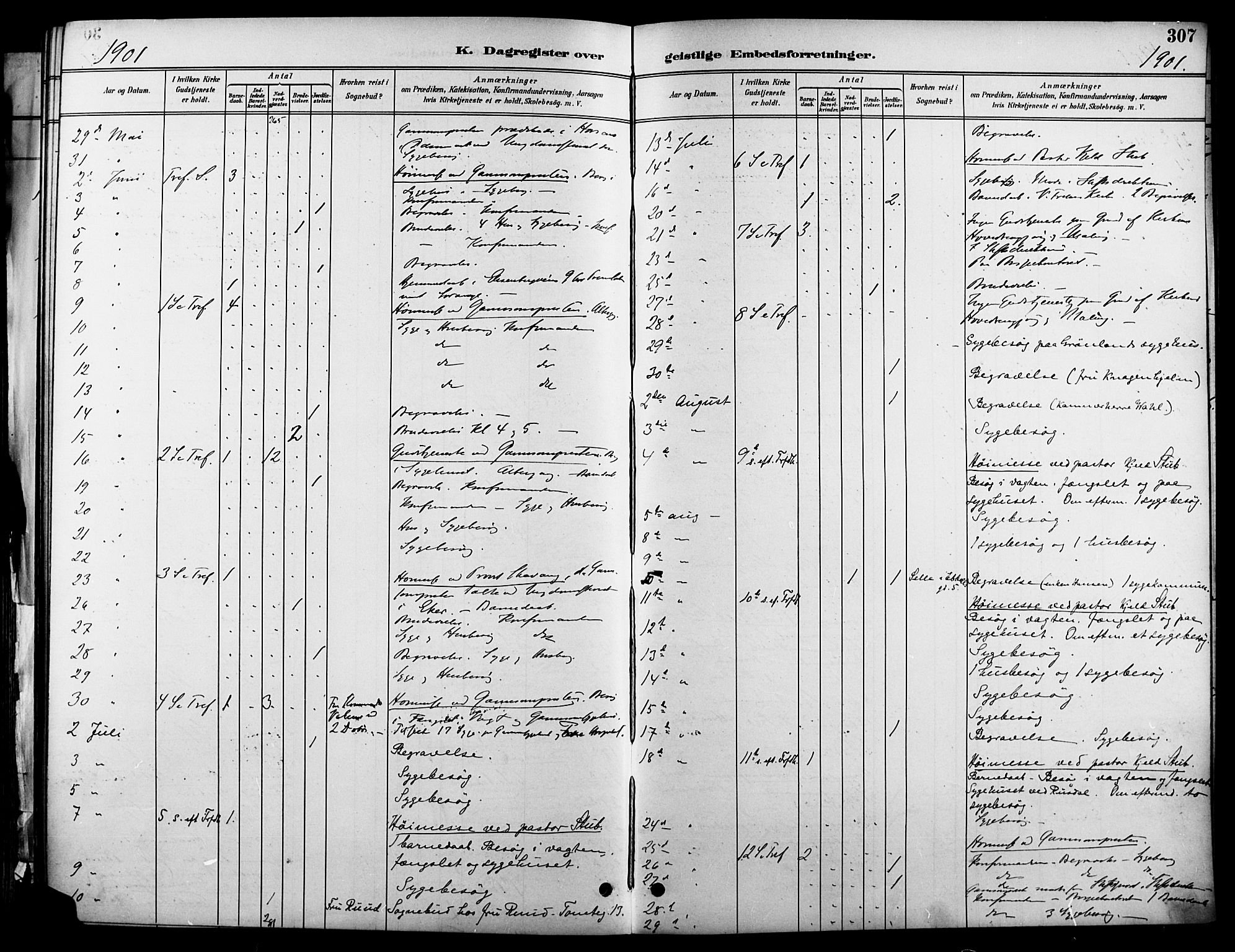 Garnisonsmenigheten Kirkebøker, AV/SAO-A-10846/F/Fa/L0013: Ministerialbok nr. 13, 1894-1904, s. 307