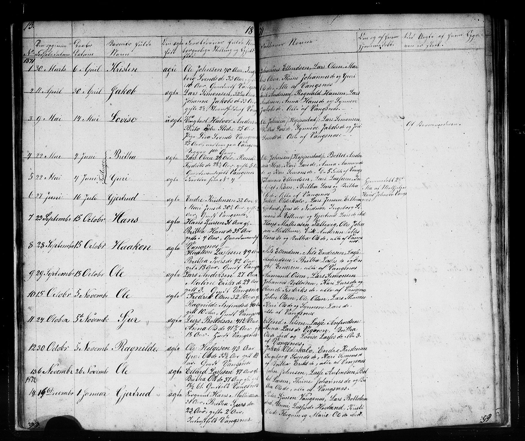 Vik sokneprestembete, AV/SAB-A-81501/H/Hab/Habc/L0001: Klokkerbok nr. C 1, 1853-1879, s. 13