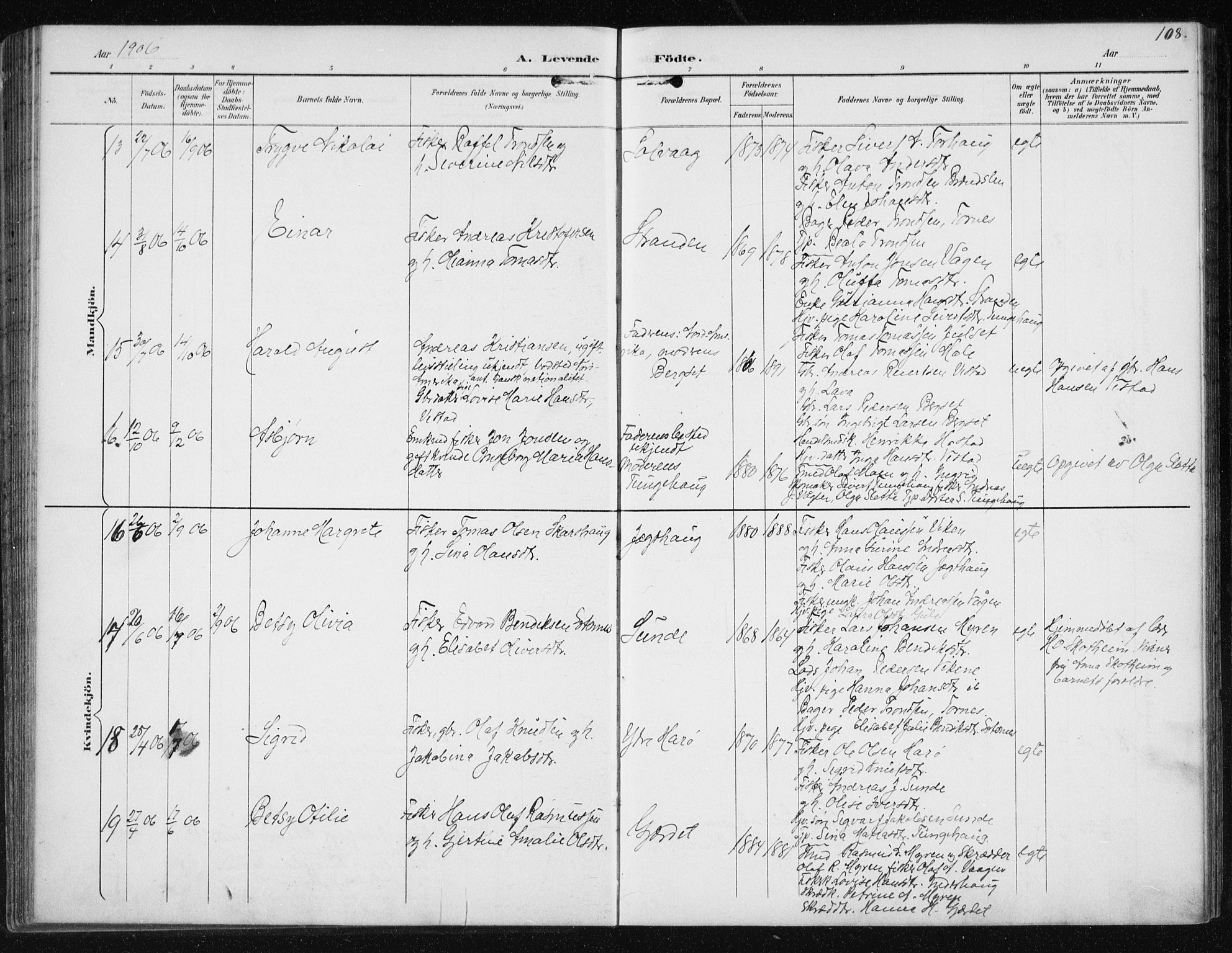 Ministerialprotokoller, klokkerbøker og fødselsregistre - Møre og Romsdal, SAT/A-1454/566/L0773: Klokkerbok nr. 566C02, 1892-1909, s. 108