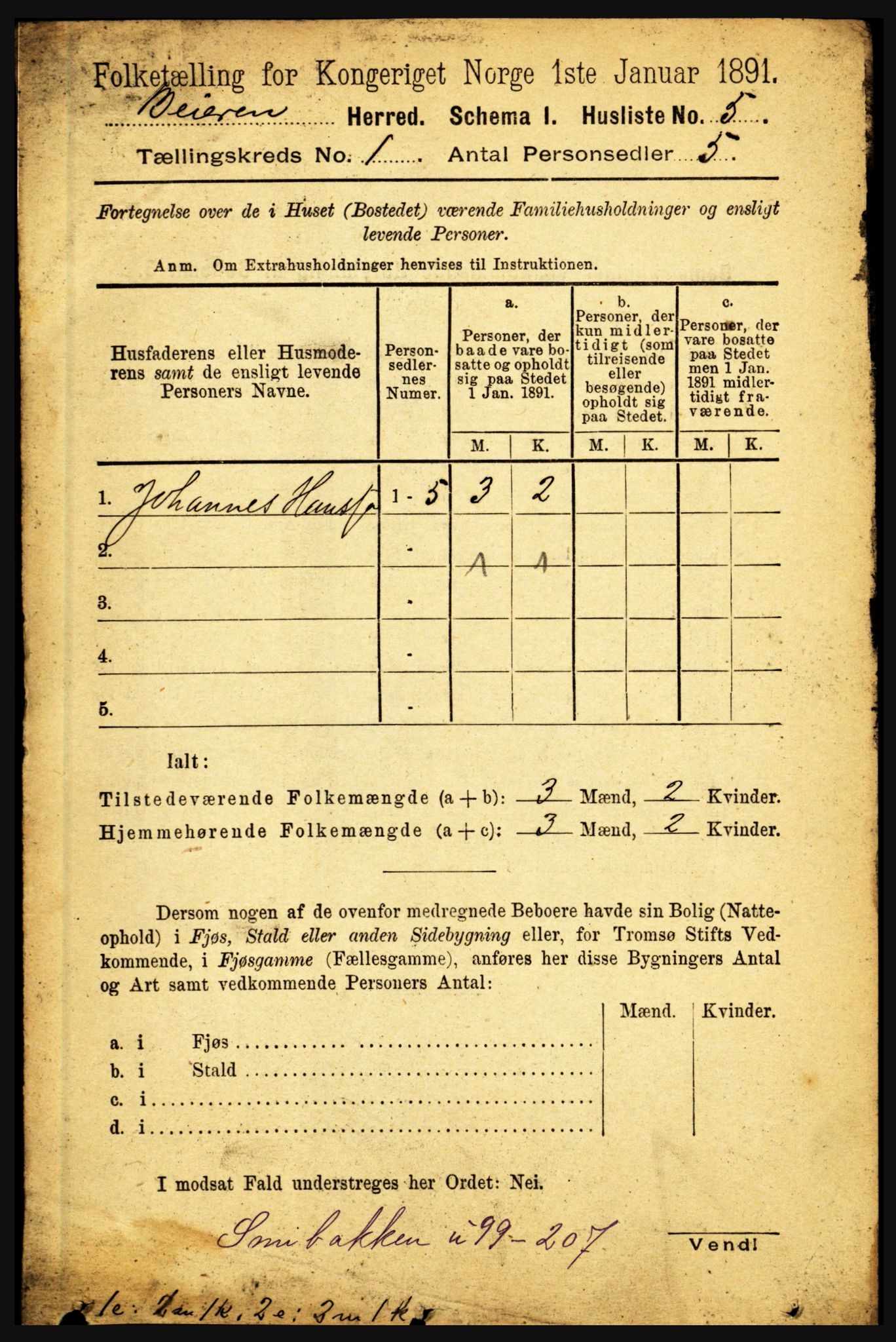 RA, Folketelling 1891 for 1839 Beiarn herred, 1891, s. 24