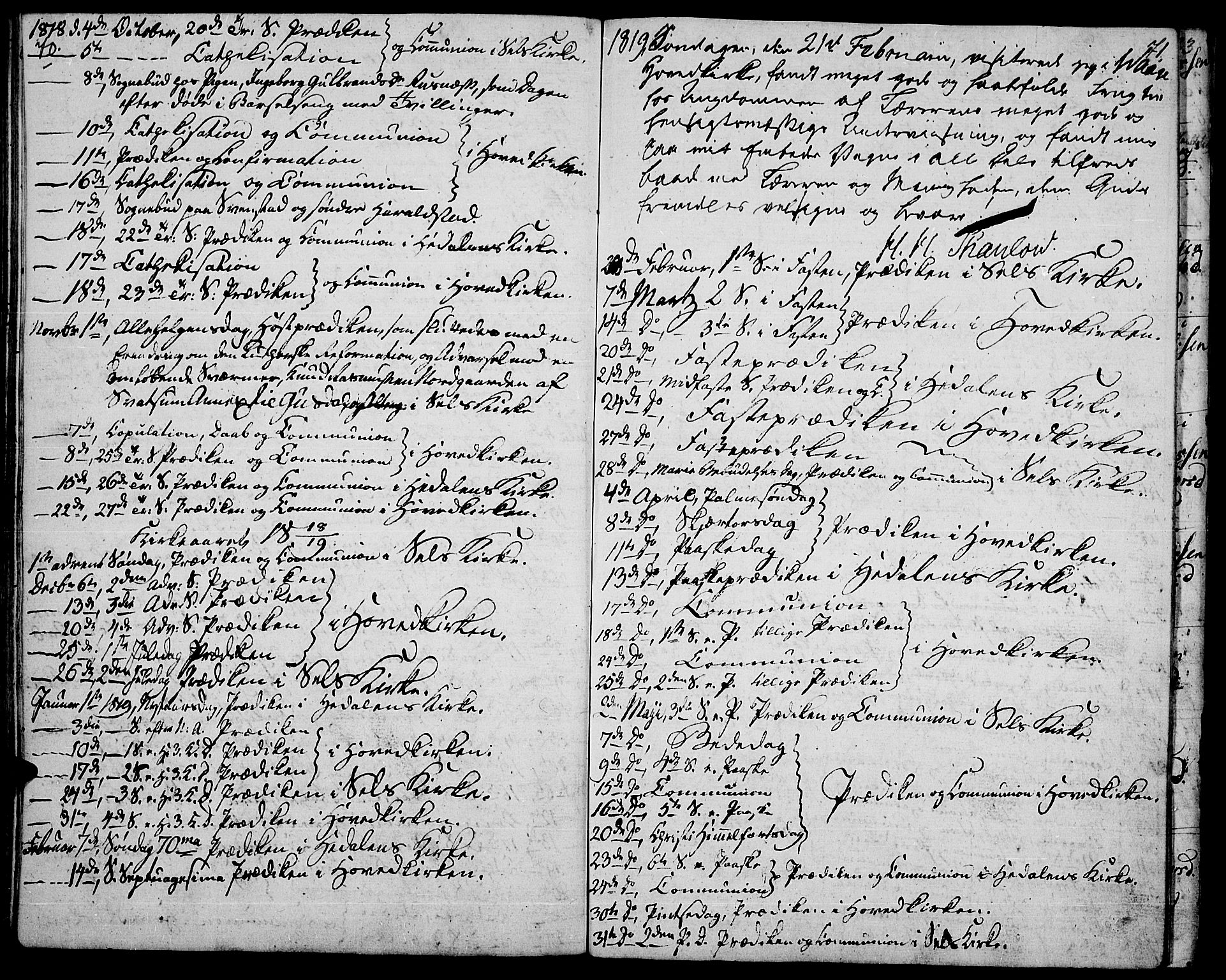 Vågå prestekontor, AV/SAH-PREST-076/H/Ha/Haa/L0002: Ministerialbok nr. 2, 1810-1815, s. 70-71